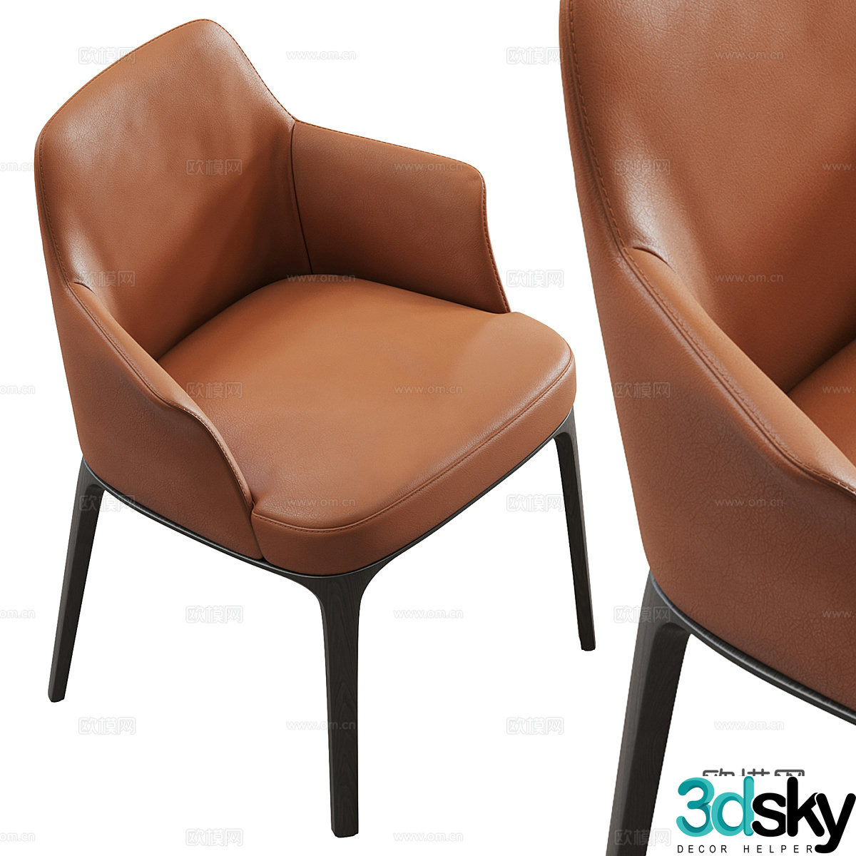 Modern single chair dining chair 3d model