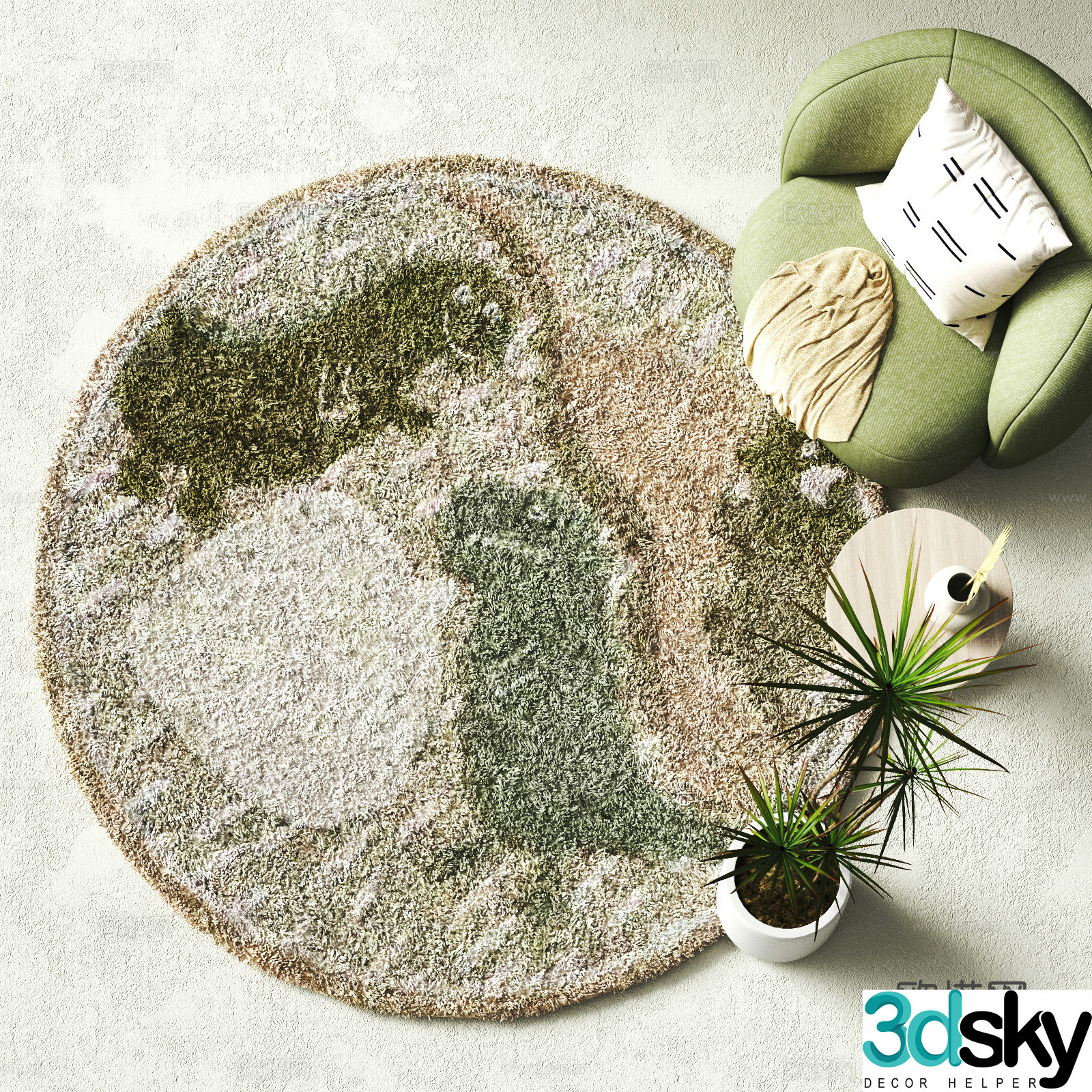 Modern round rug children’s rug 3d model