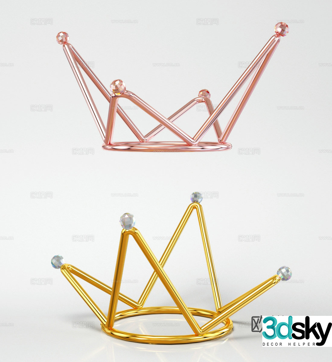 Modern crown crown gold jewelry 3d model