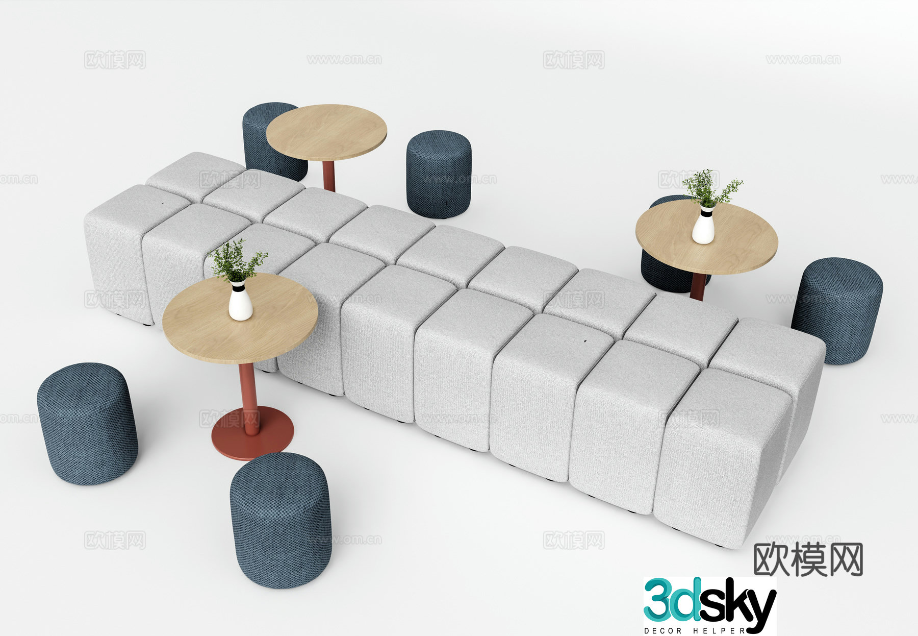 Modern office sofa lobby sofa 3d model