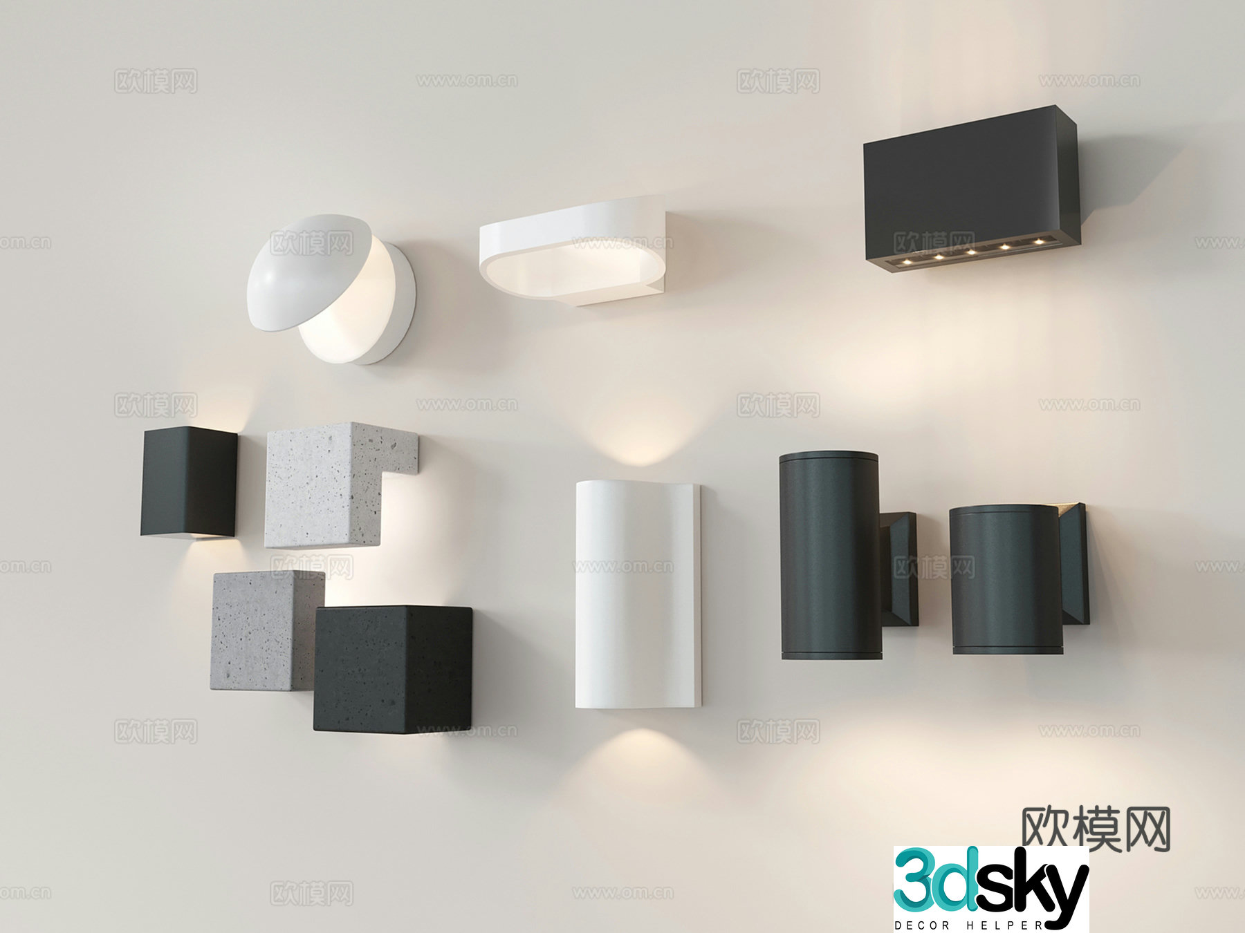 Modern wall light square wall light aisle wall light double head wall light 3d model