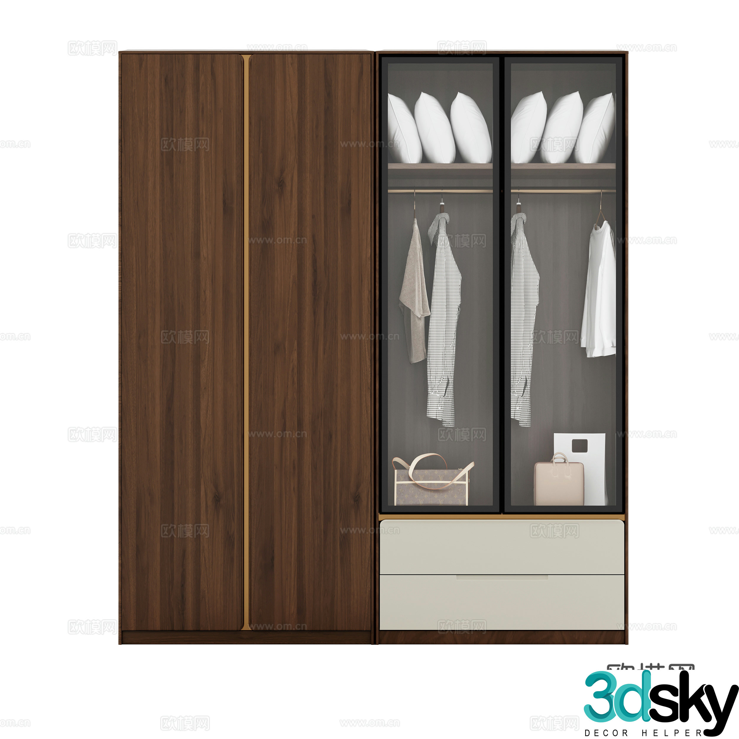 New Chinese style wardrobe finished wardrobe 3d model