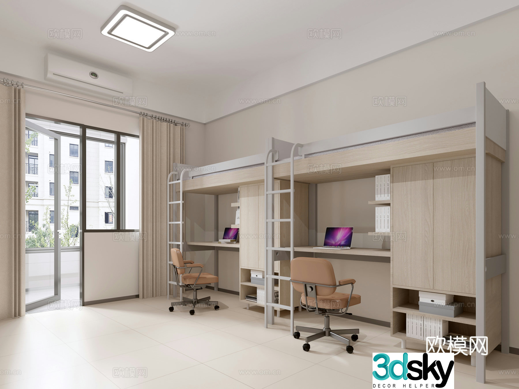 Modern student dormitory staff dormitory university dormitory school dormitory 3d model