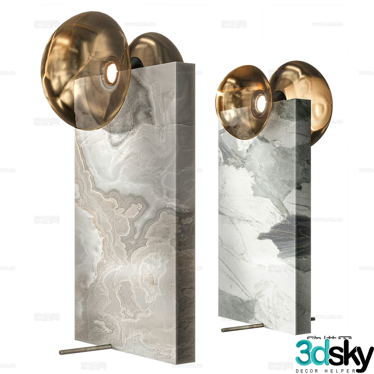 New Chinese style stone floor lamp 3d model