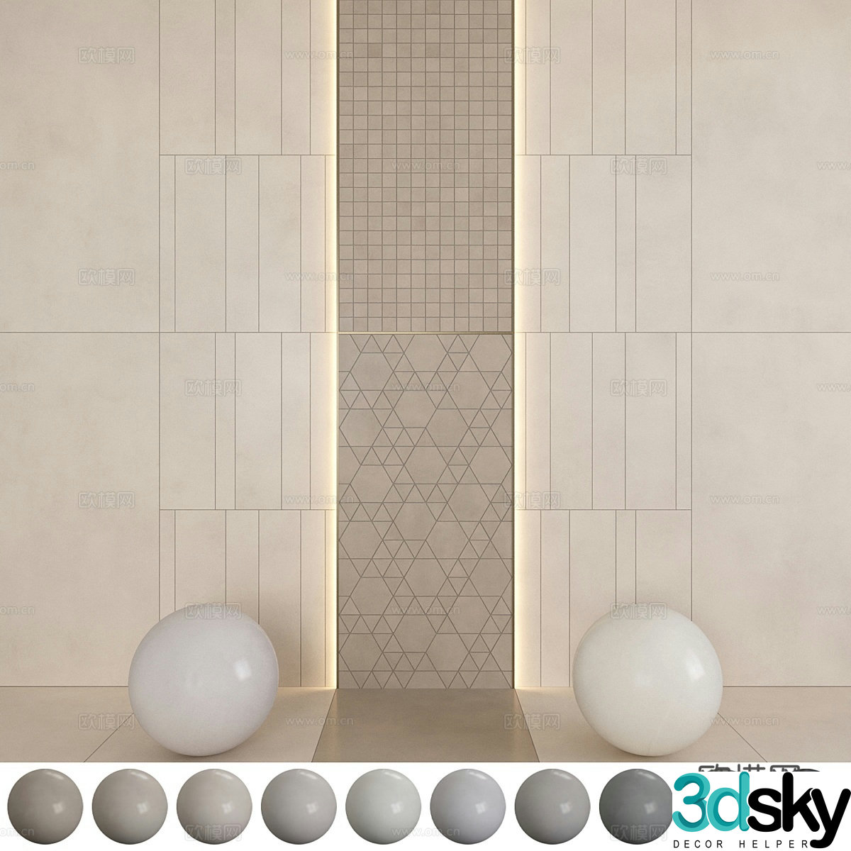 New Chinese style tile wall and floor tiles 3d model