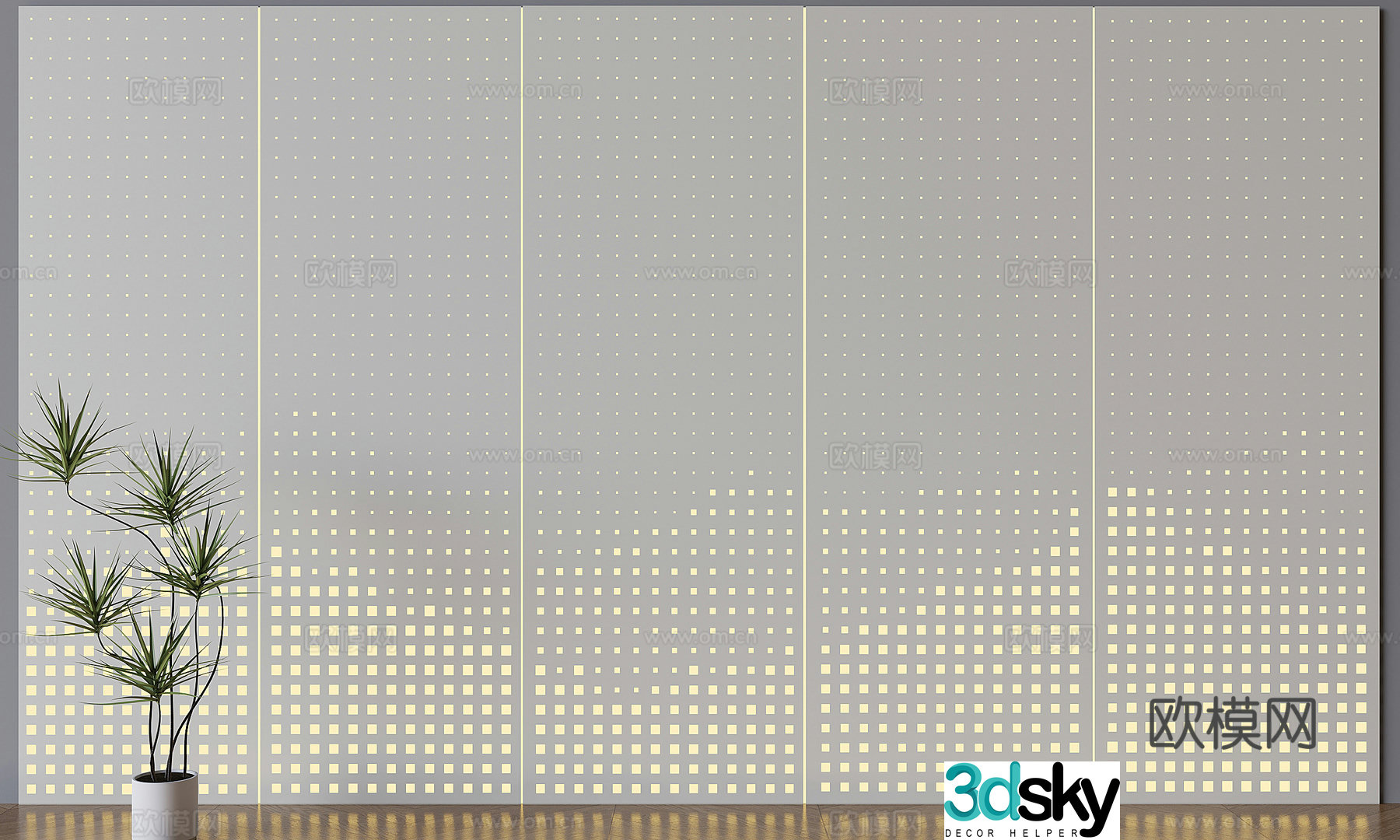 Art punching board aluminum-plastic board perforated light-transmitting board 3D model