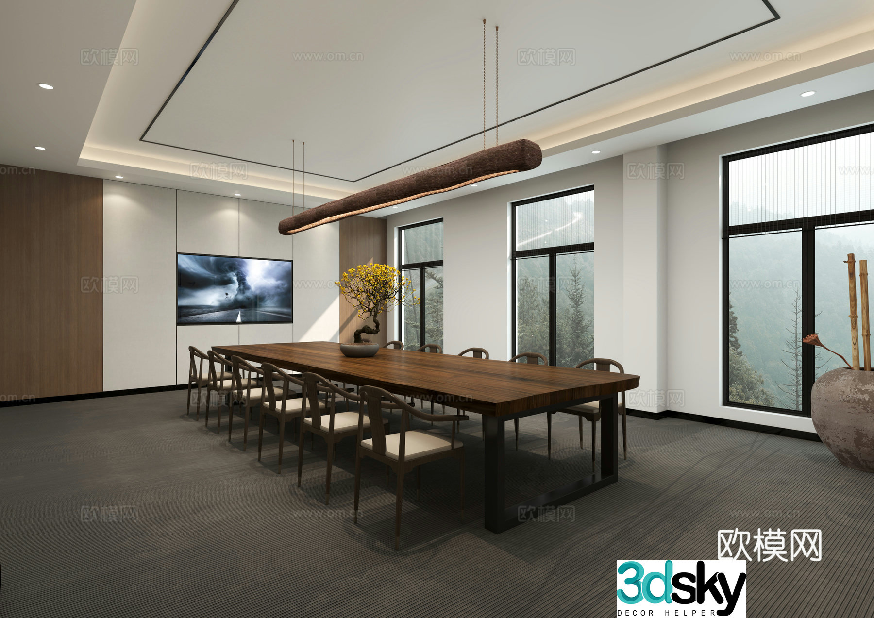 New Chinese style conference room 3d model