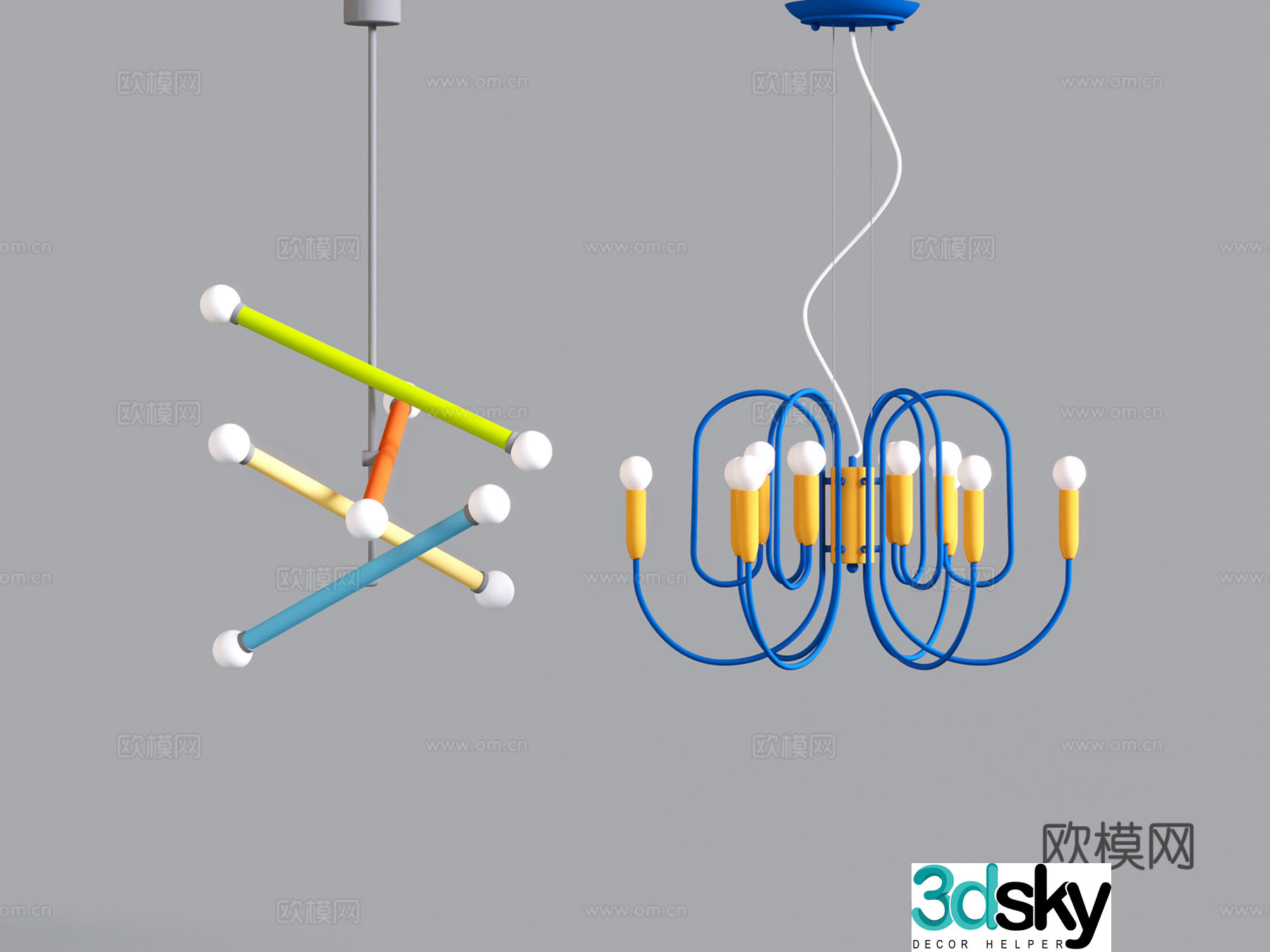 dopamine chandelier memphis chandelier bauhaus chandelier 3d model