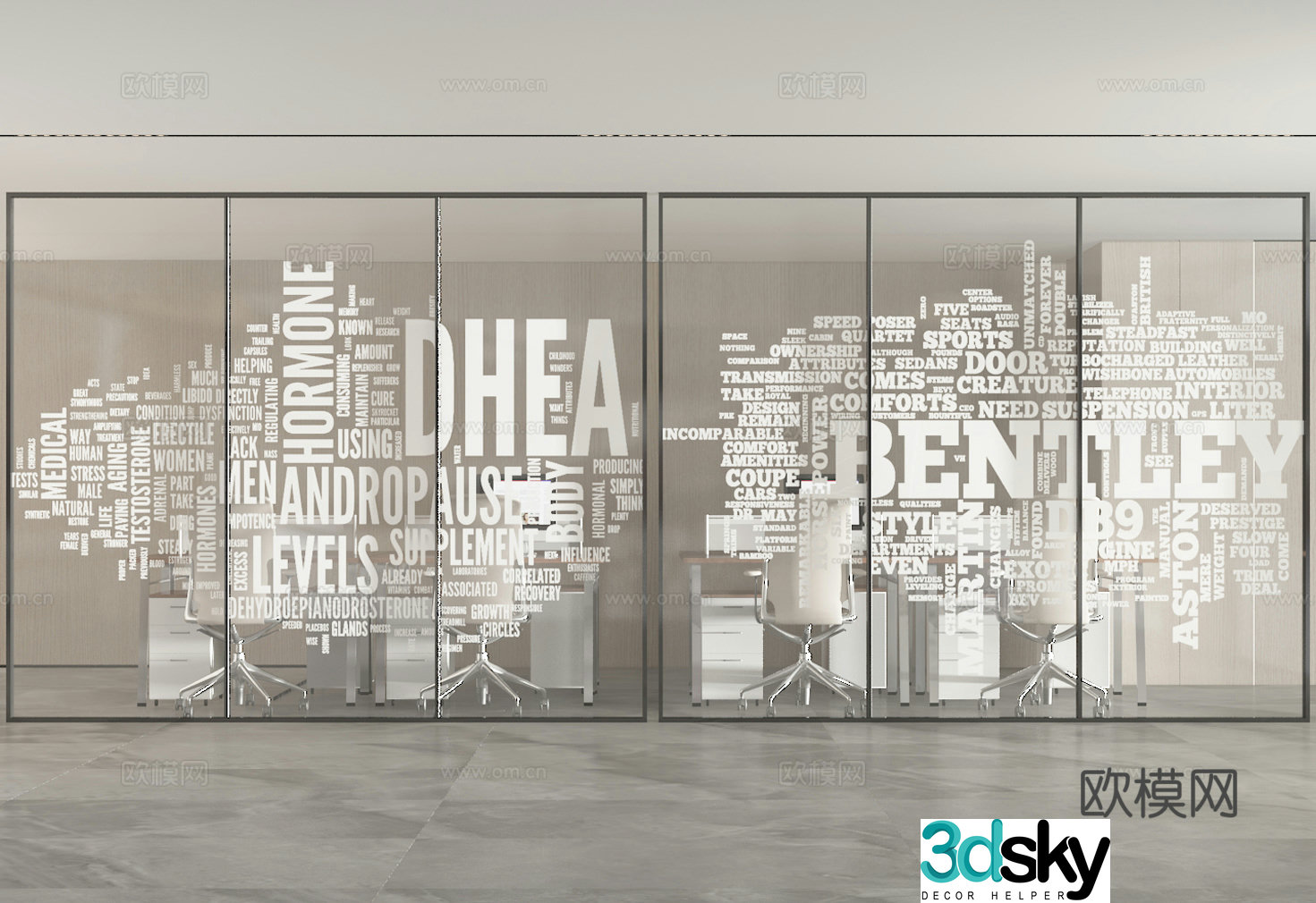 Glass partition office partition 3d model