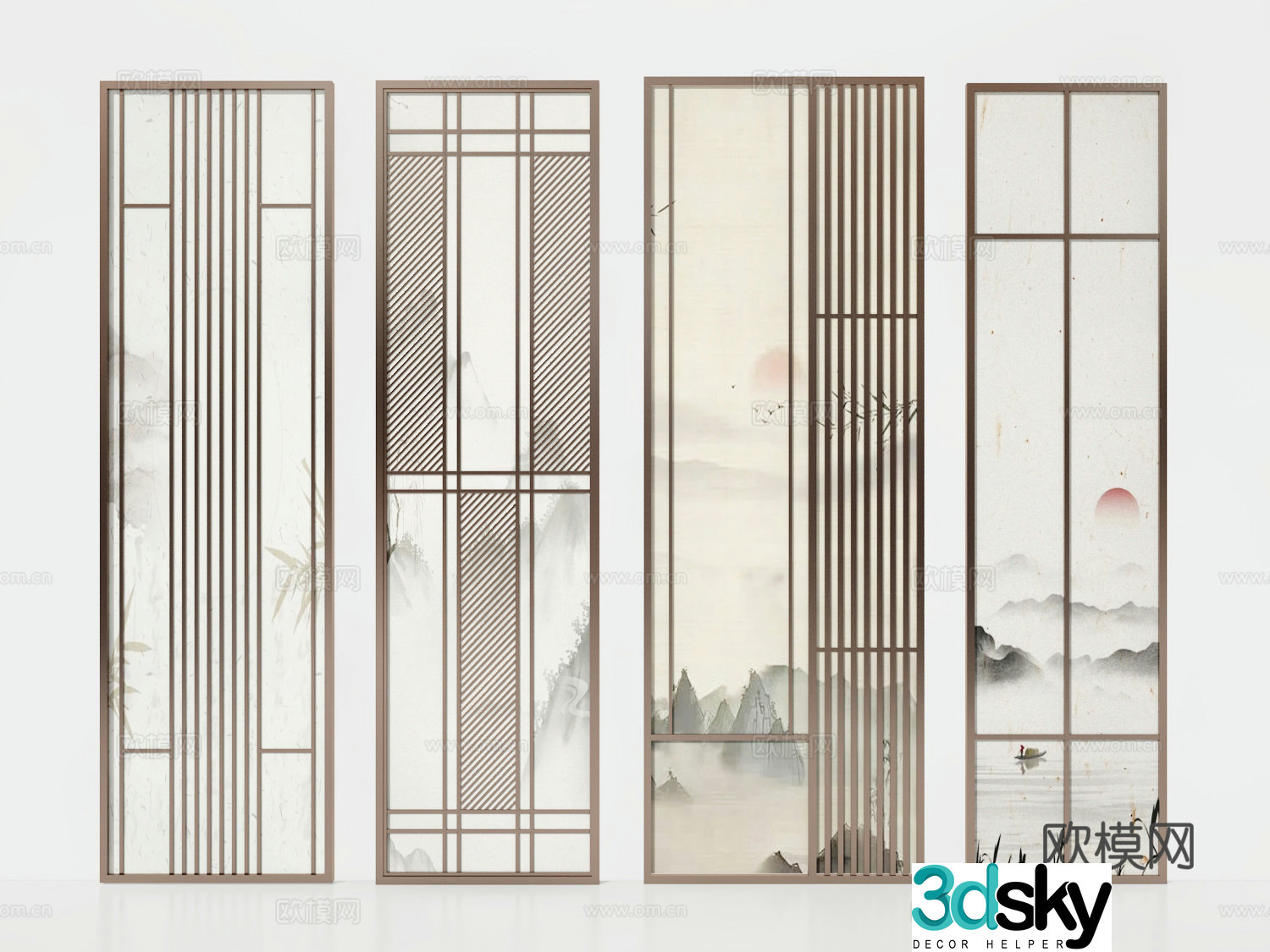 New Chinese style landscape partition 3D model