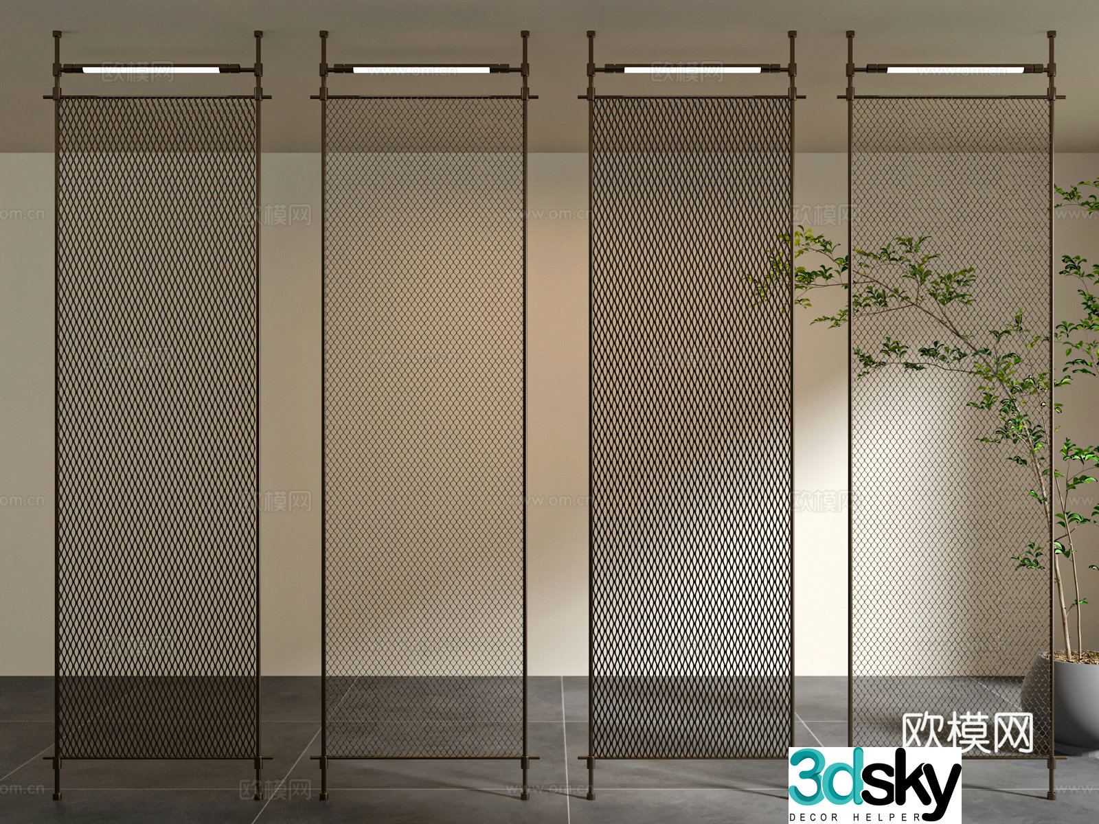 Metal mesh partition 3d model