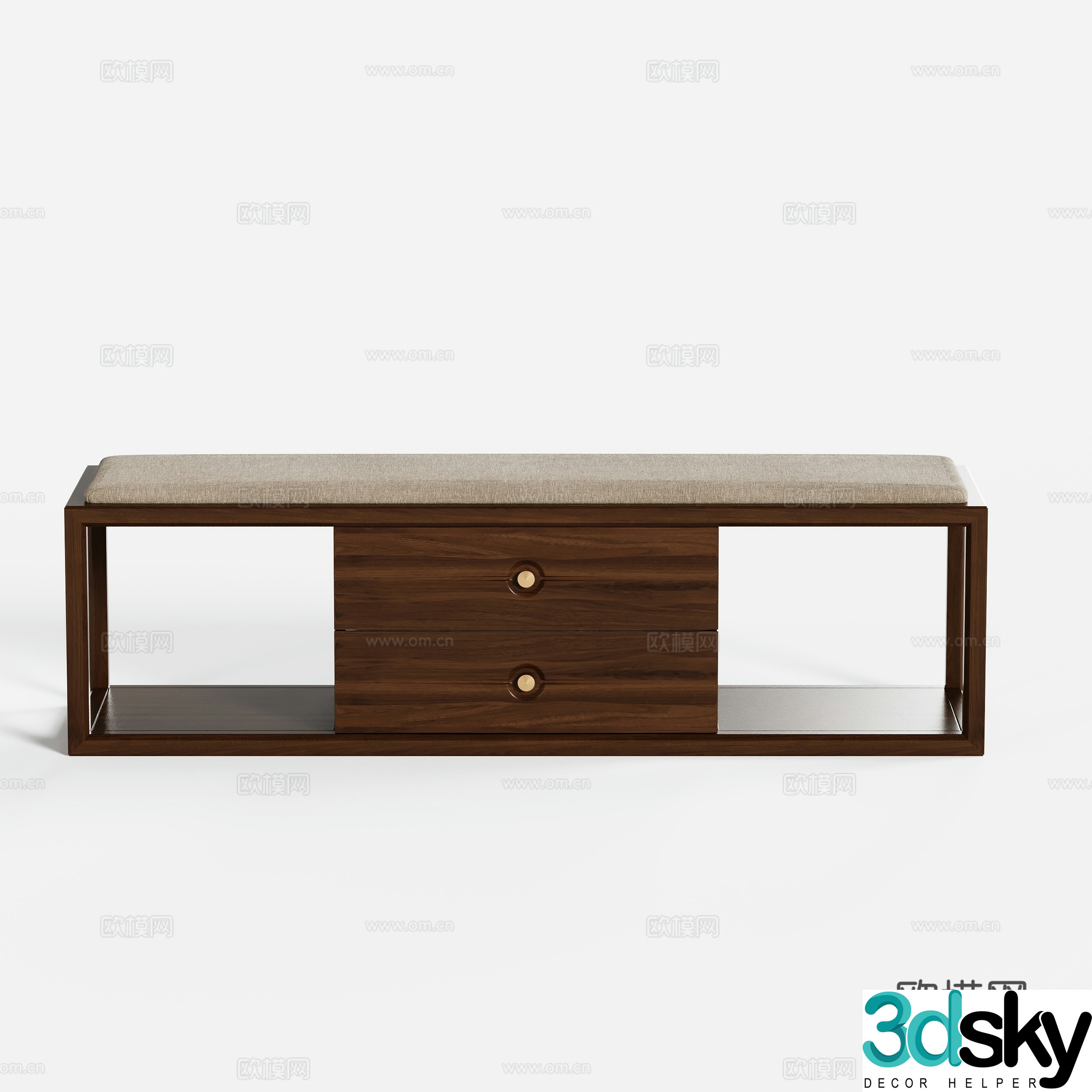 New Chinese style bed end stool bench 3d model