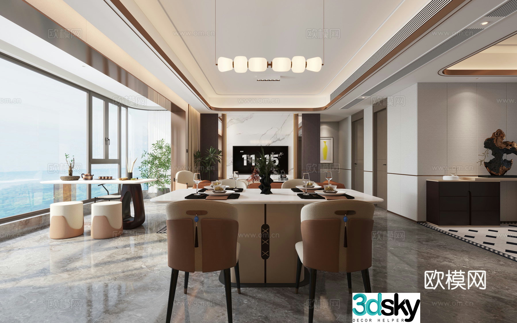 Modern guest restaurant 3d model
