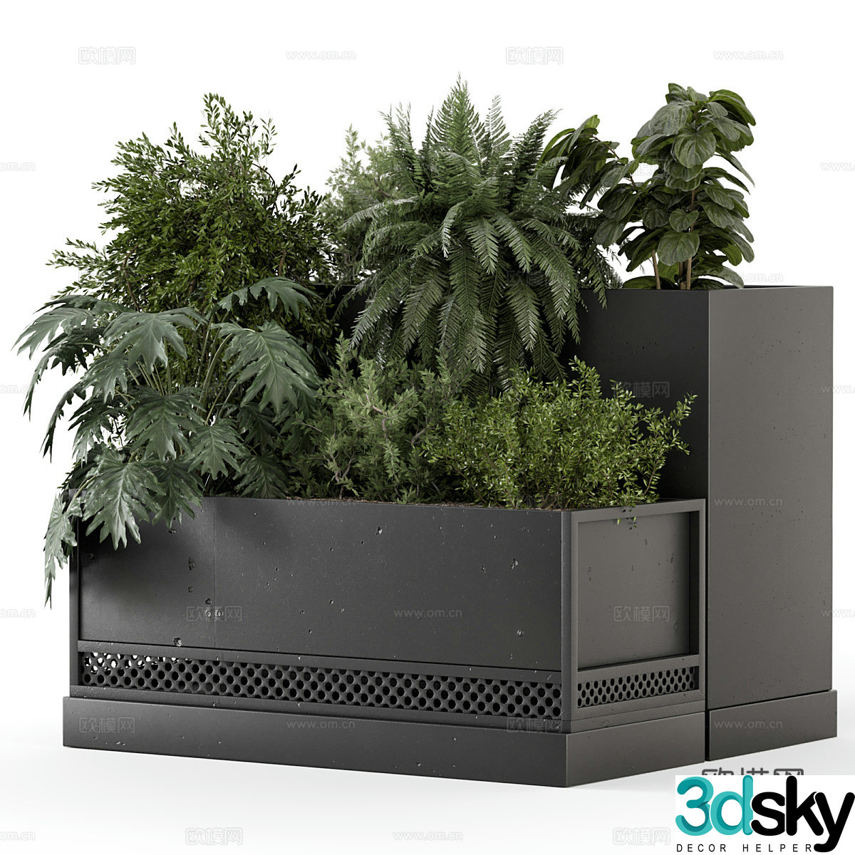 Outdoor flower box flower bed plant bonsai 3d model