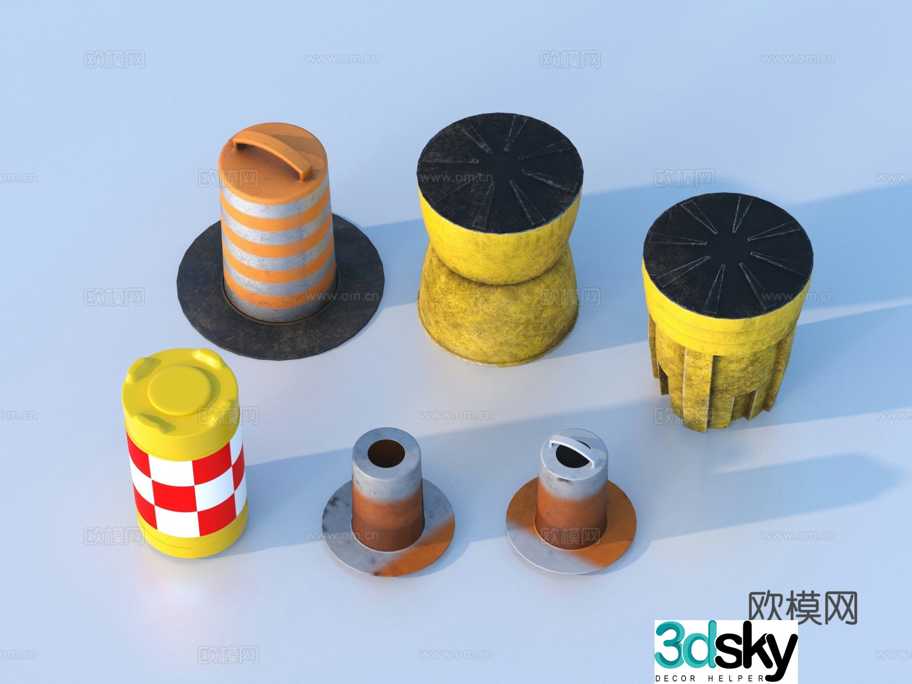 Construction roadblock warning 3d model