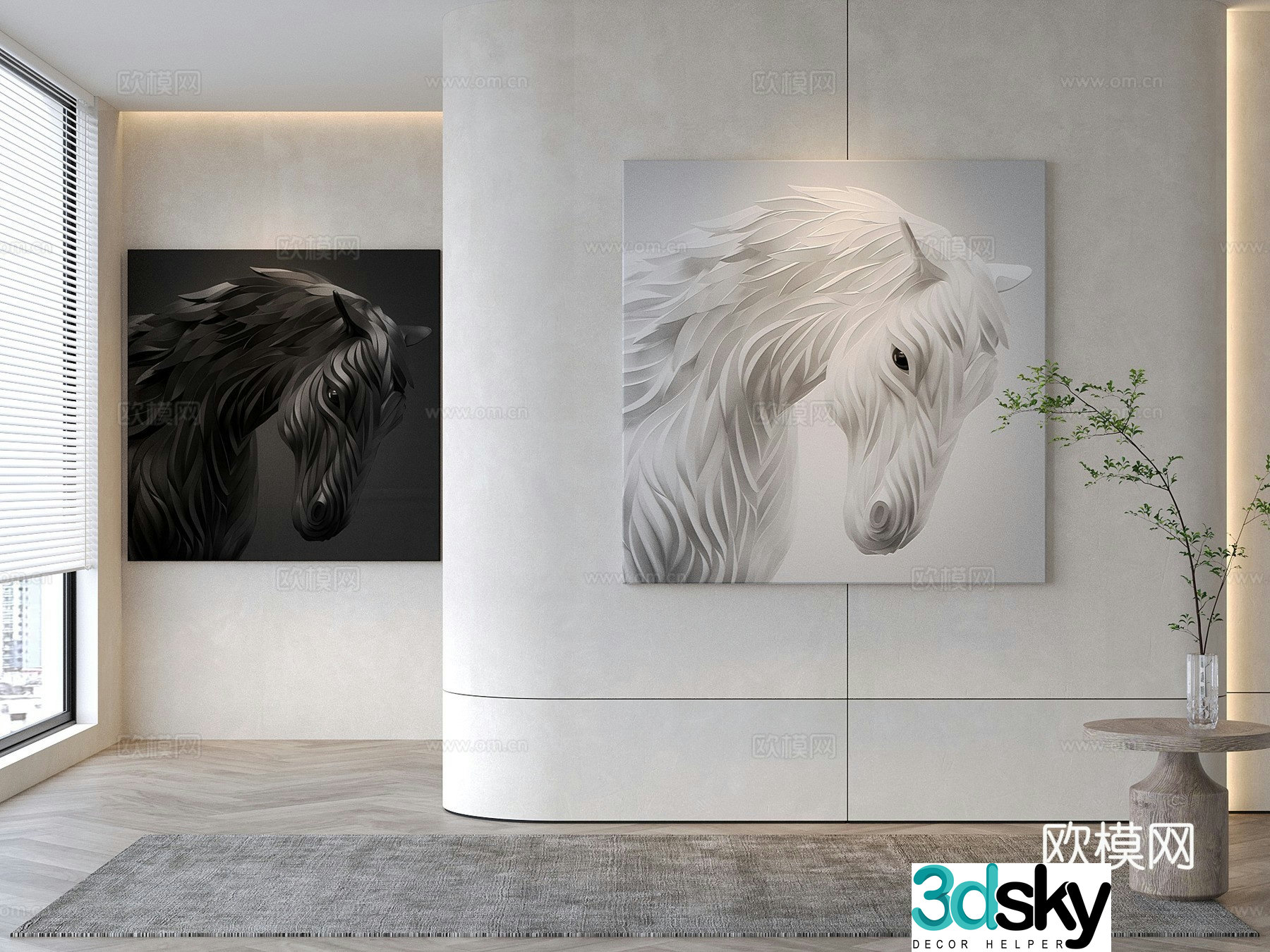 Modern decorative painting Animal hanging painting 3d model