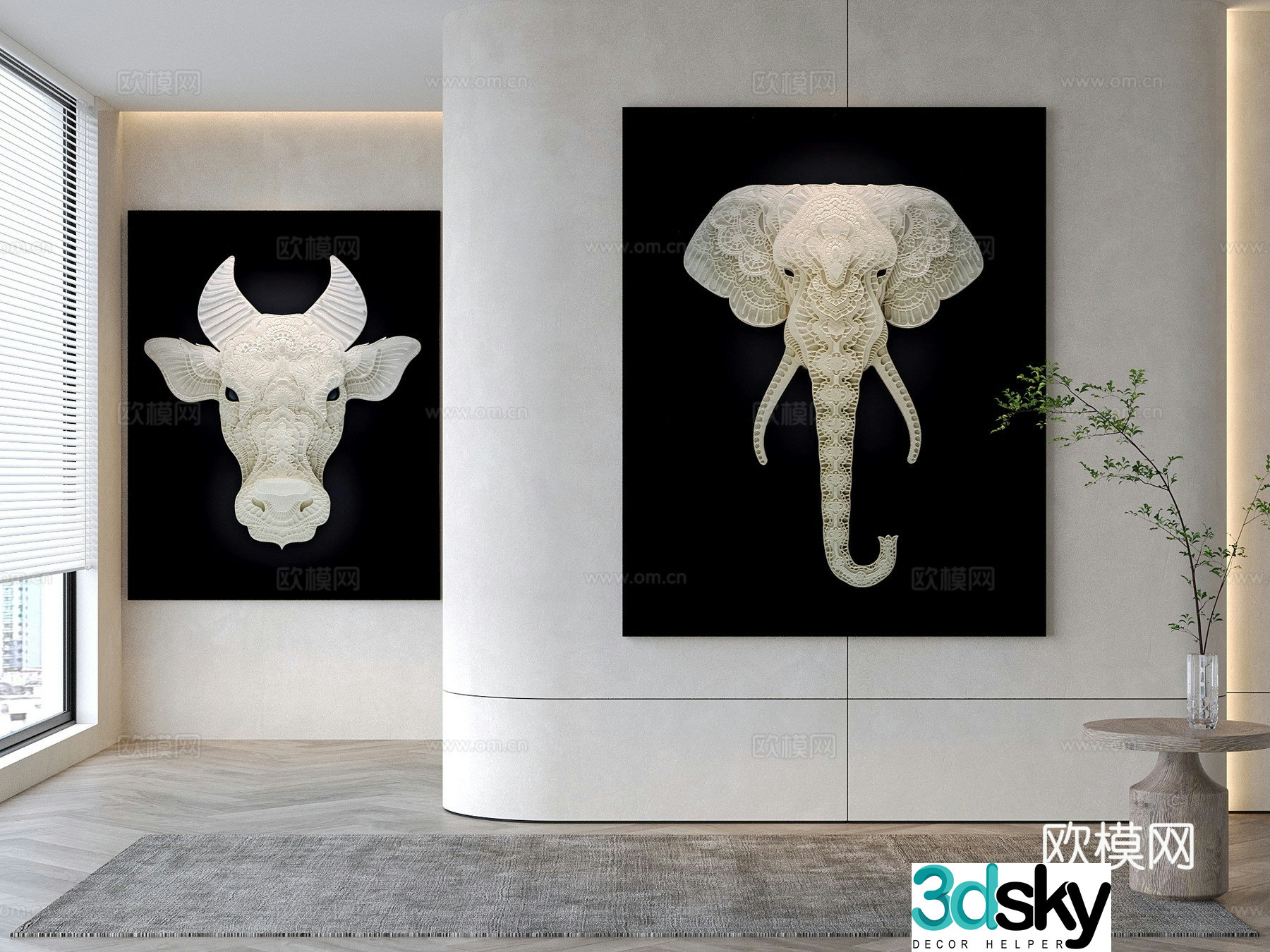 Modern decorative painting Animal hanging painting 3d model