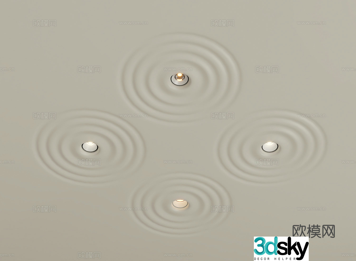 Modern water corrugated downlight spotlight 3d model