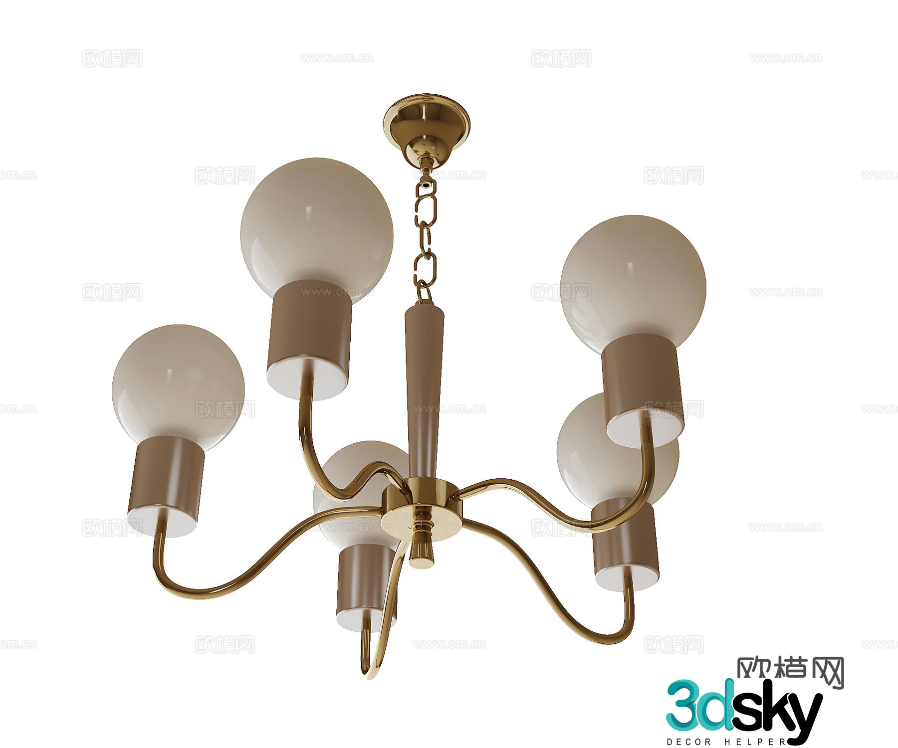 French multi-head chandelier 3d model