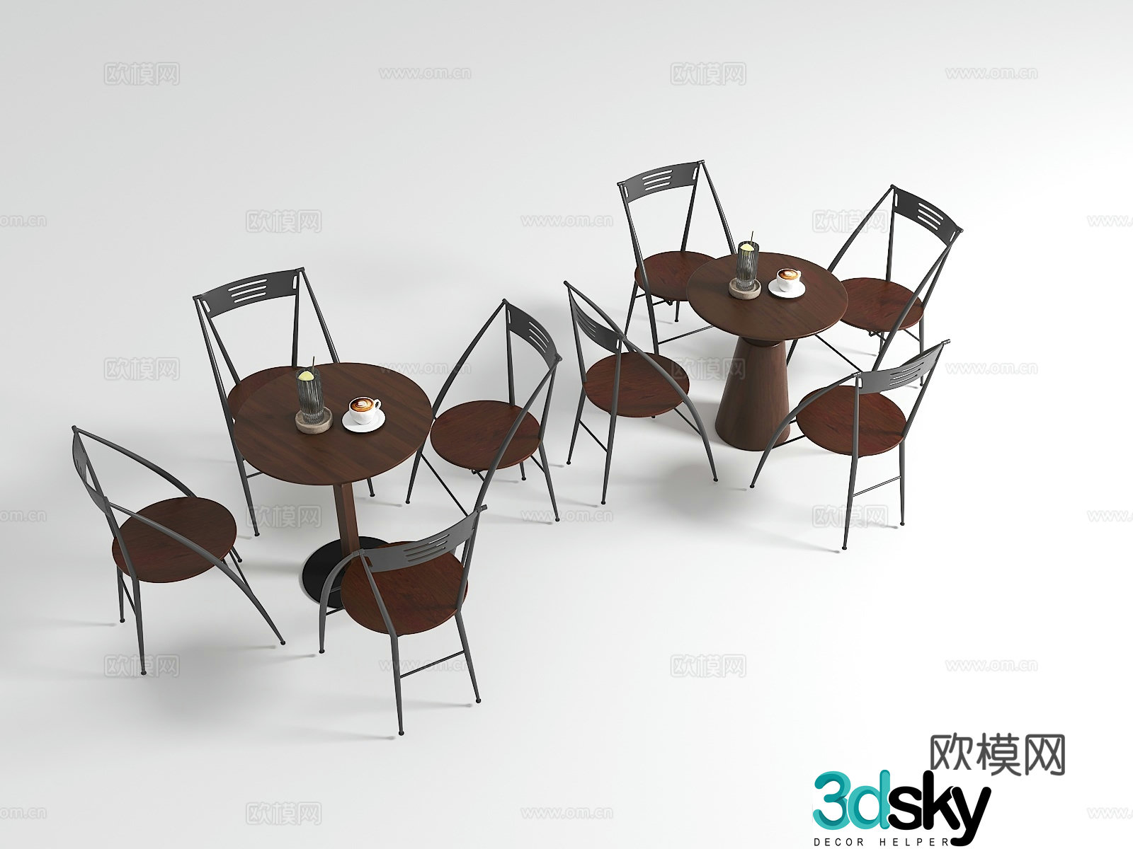 Wabi Sabi Leisure Table and Chair Coffee Table and Chair 3D Model