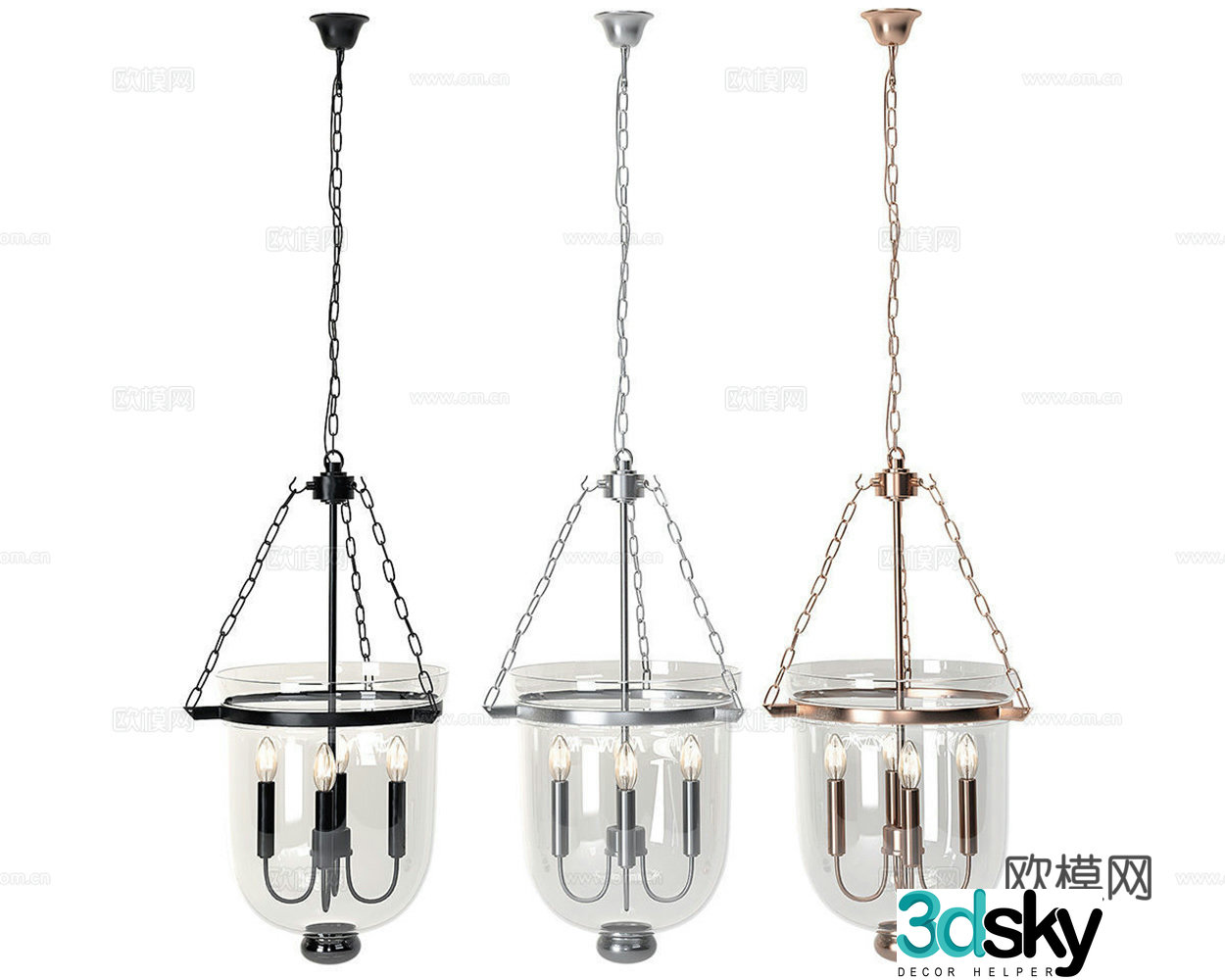 Simple European glass chandelier 3d model