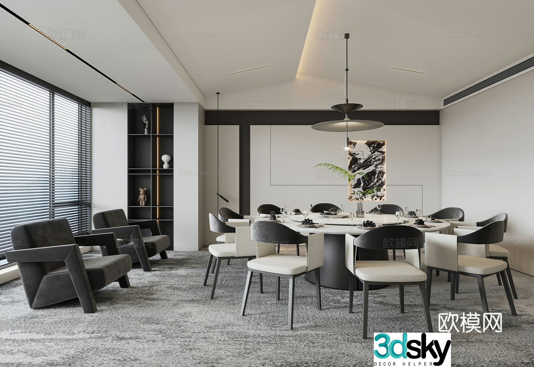 Modern restaurant private room 3d model