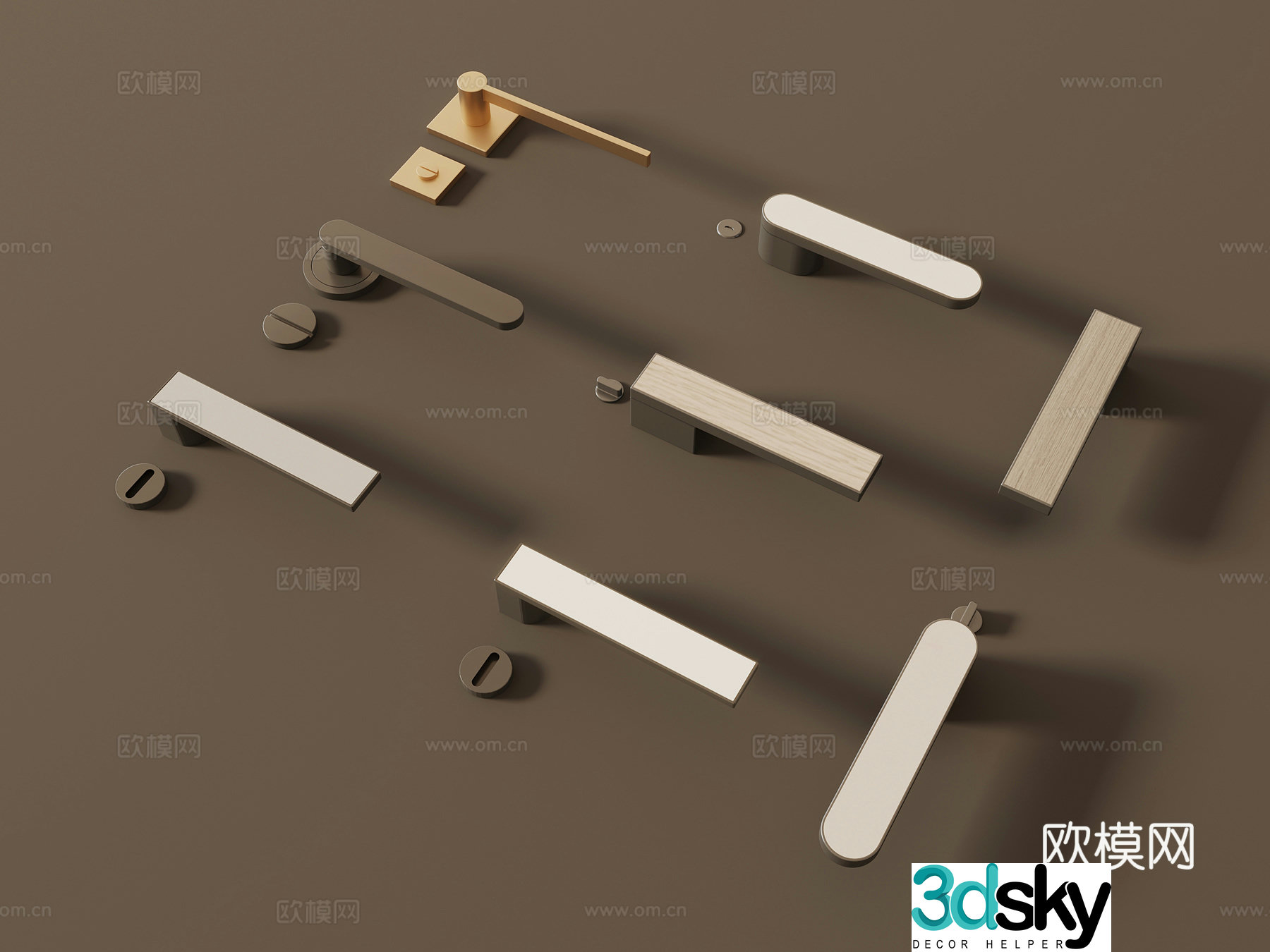 Modern door lock door handle handle 3d model