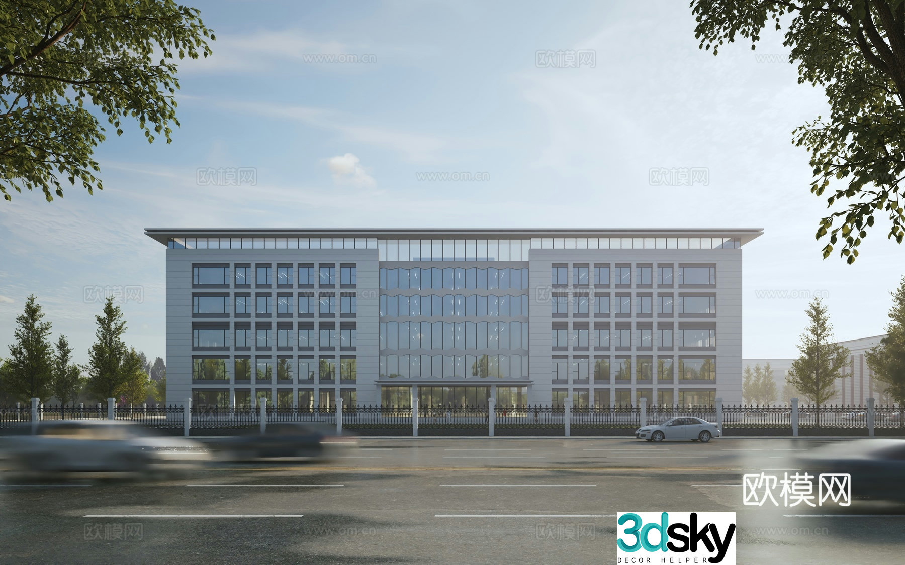 Factory office building exterior 3D model