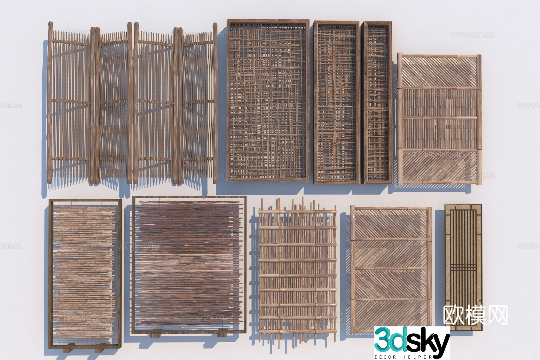 fence guardrail fence landscape wall screen 3d model