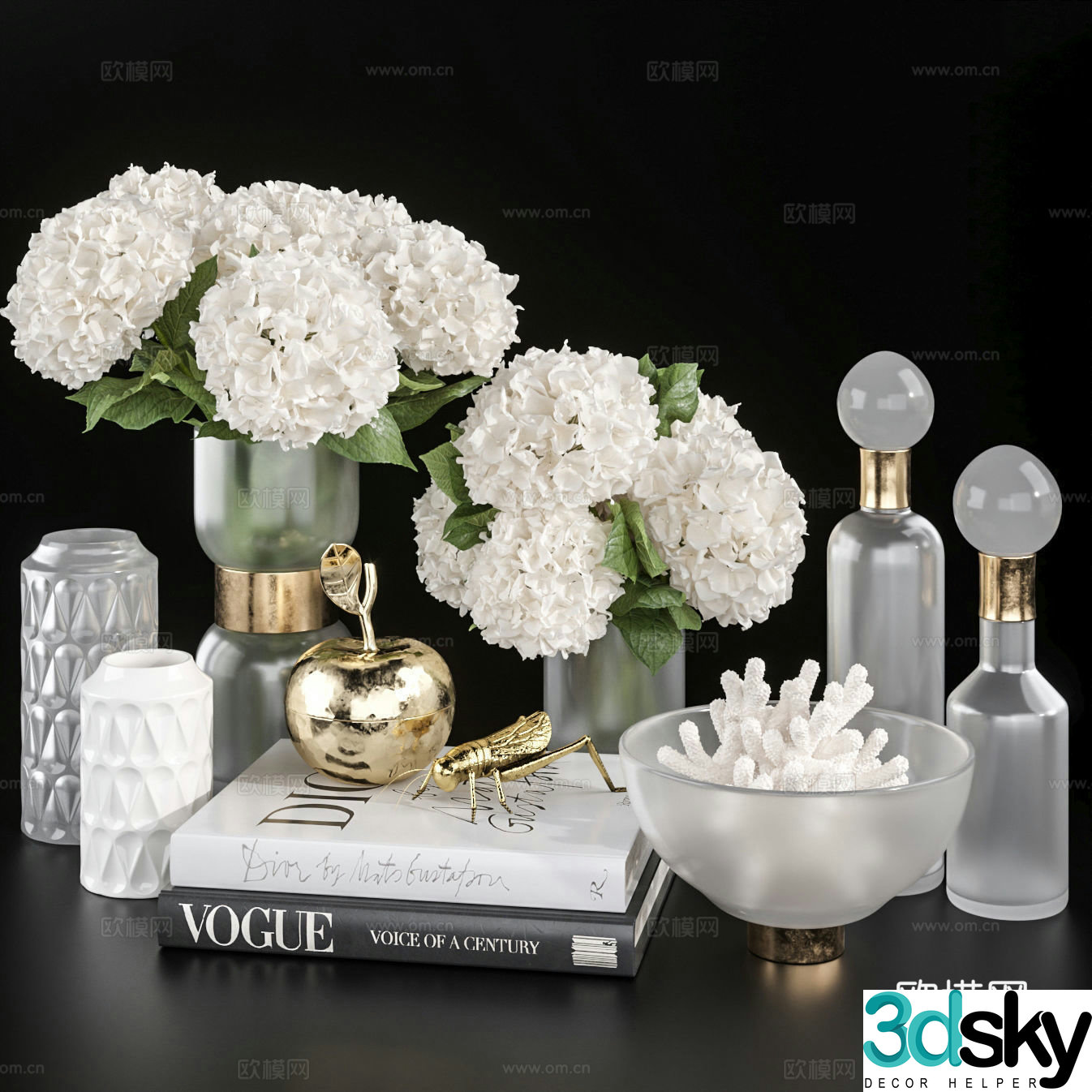 Decoration ornaments vase books 3d model