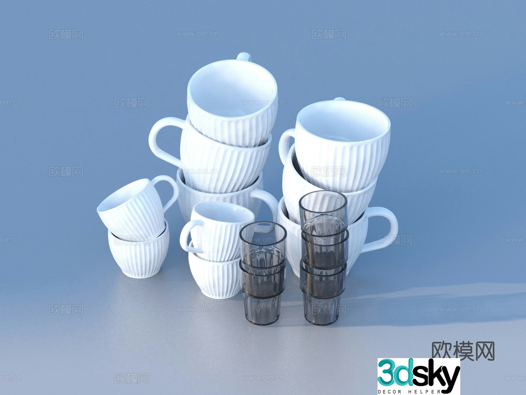 Glass cup daily necessities 3d model