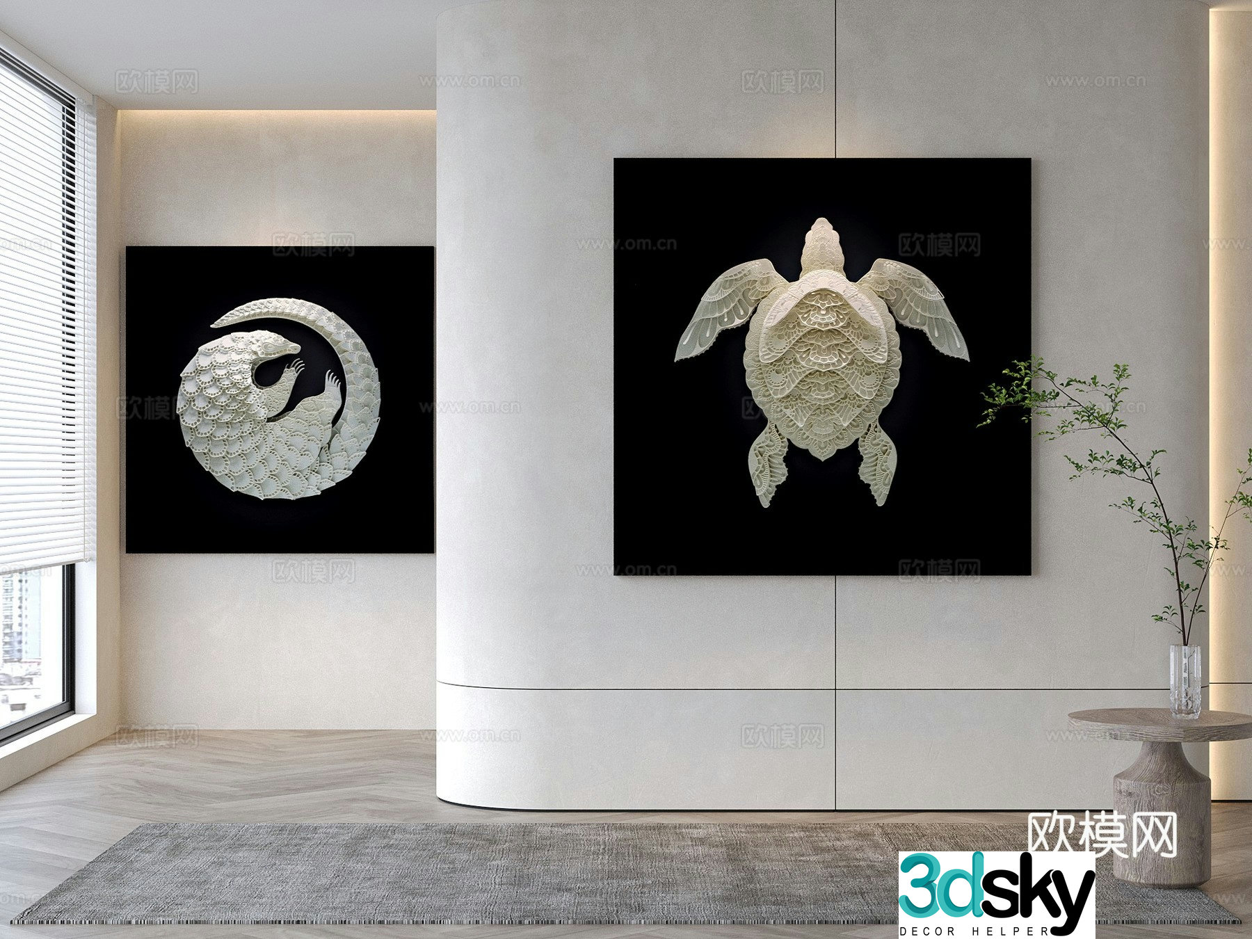 Modern decorative painting Animal hanging painting 3d model