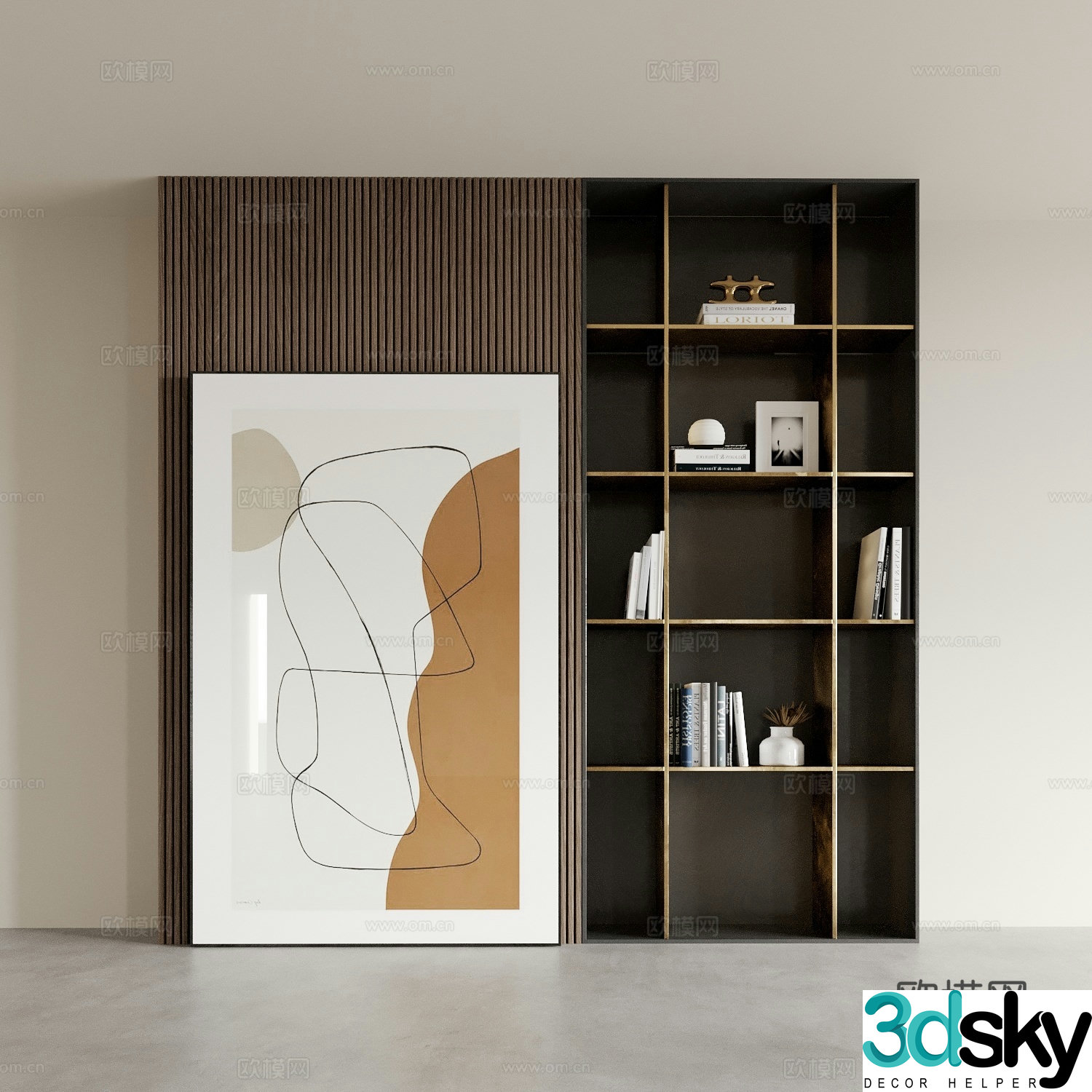 Modern bookshelf locker 3d model