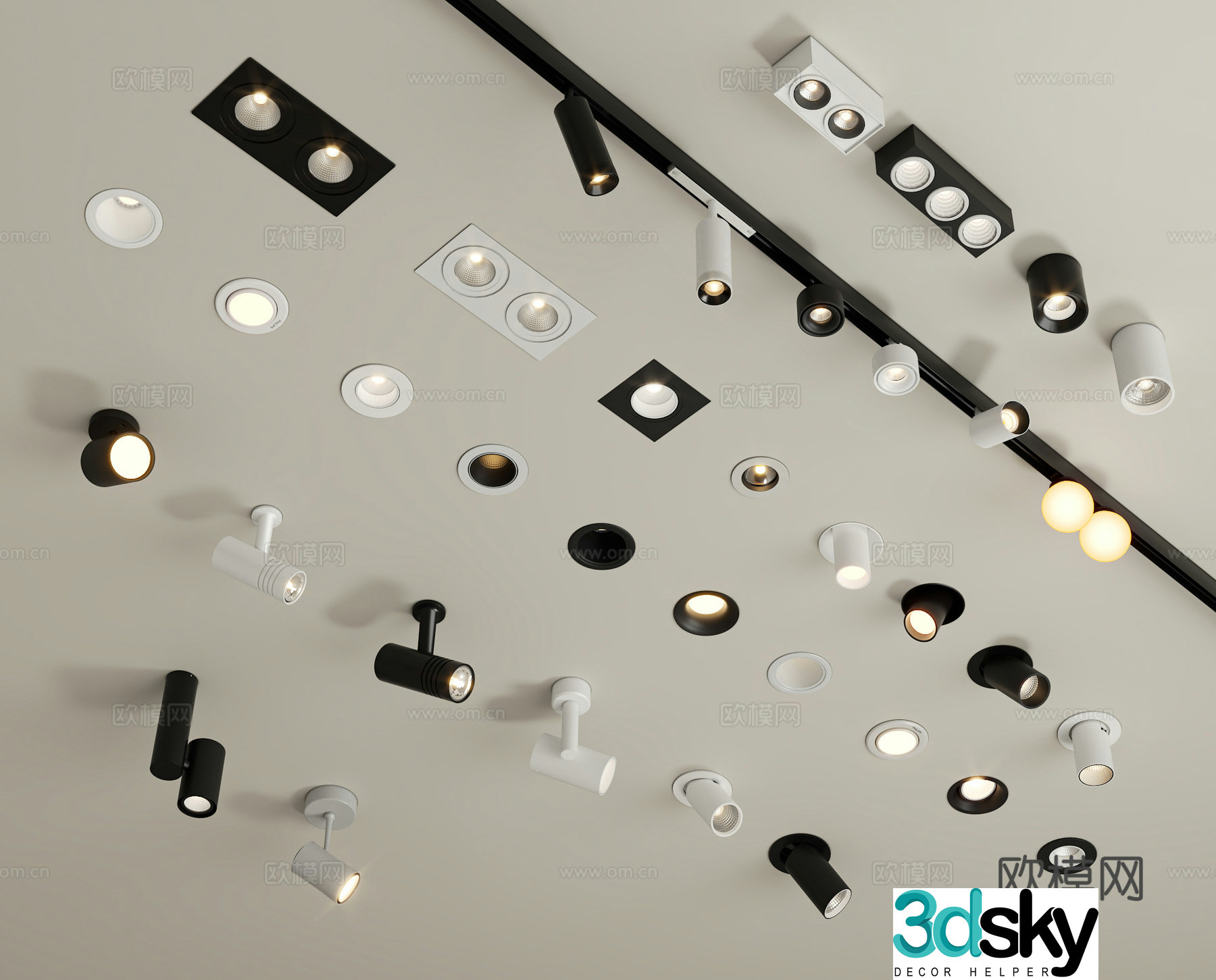 Modern downlight spotlight track light 3d model