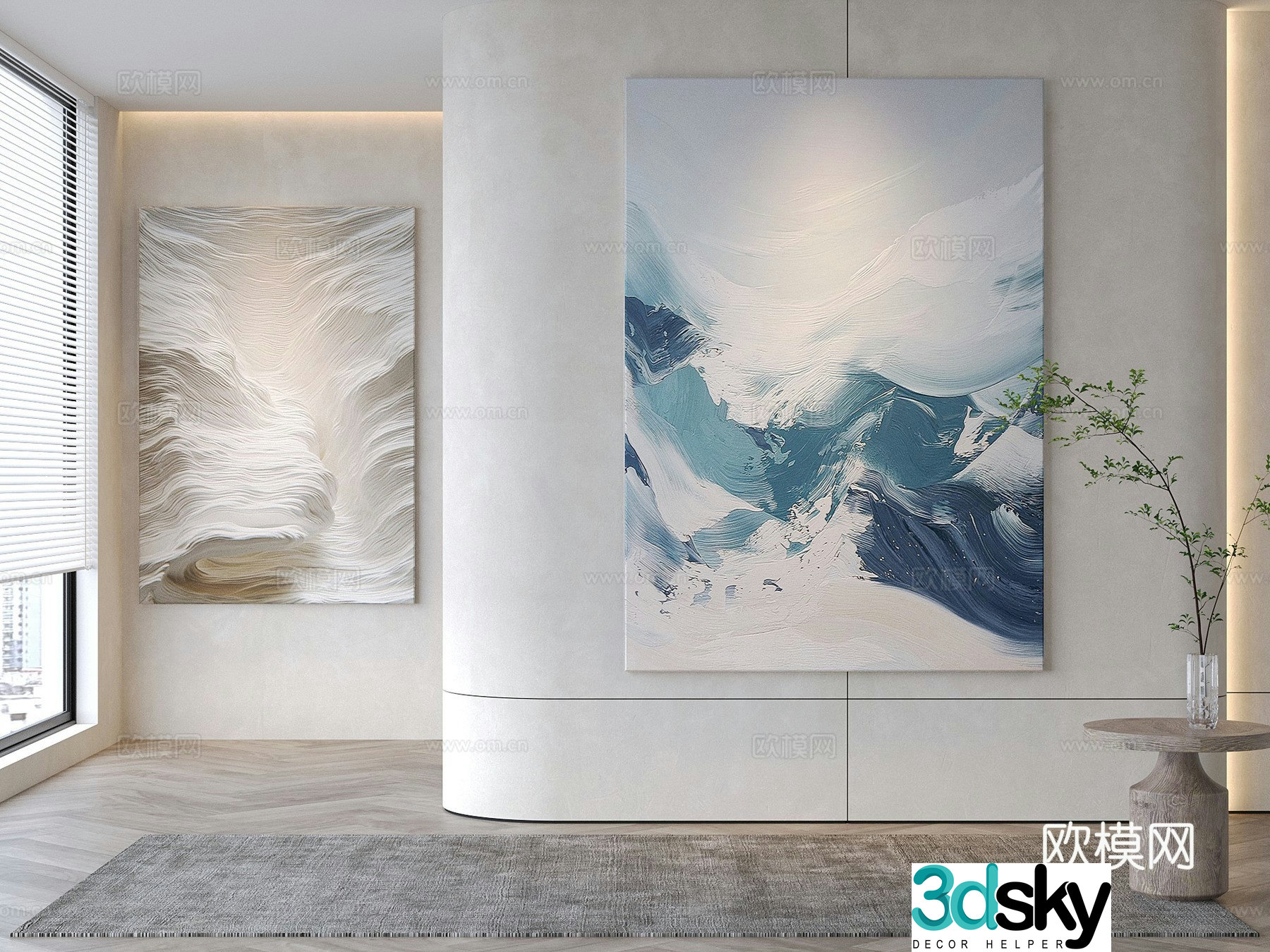 Modern decorative painting Texture painting Abstract painting 3d model