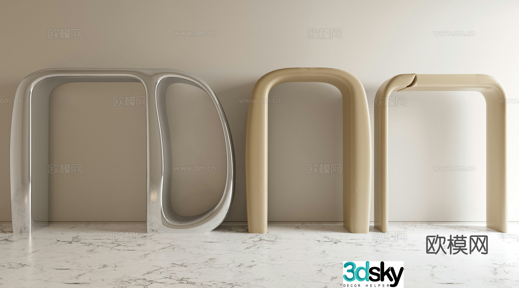 Cream style arch dumb mouth arched hole round hole door arch 3d model