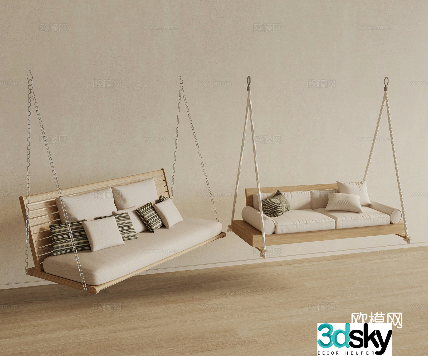 New Chinese style hanging chair garden chair swing 3d model