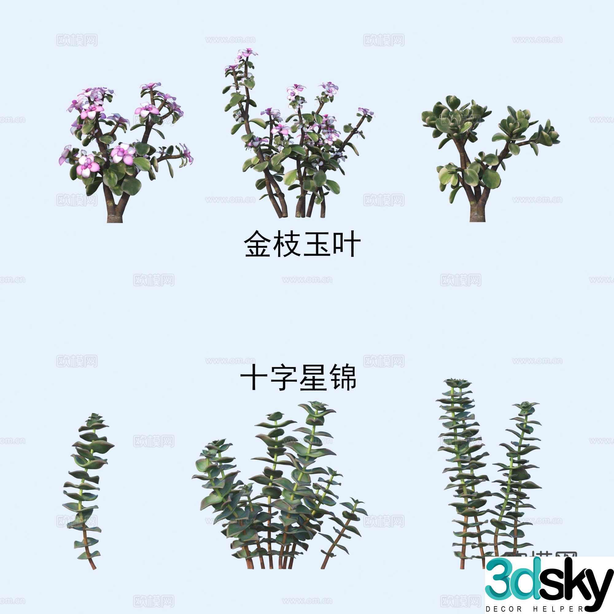 Plants flowers golden branches and leaves cross star brocade 3D model