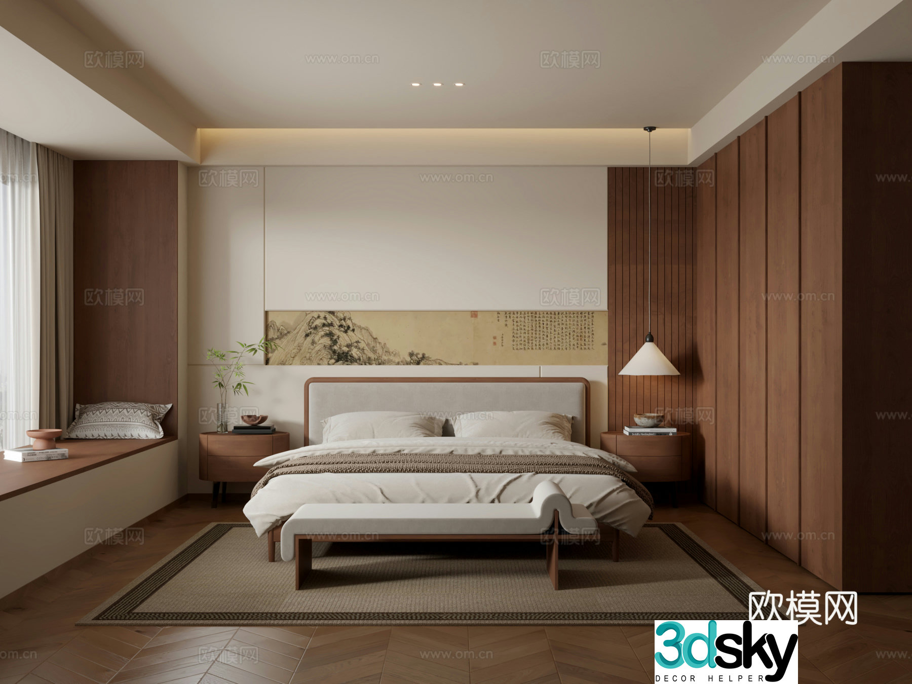 Medieval style bedroom master bedroom 3d model