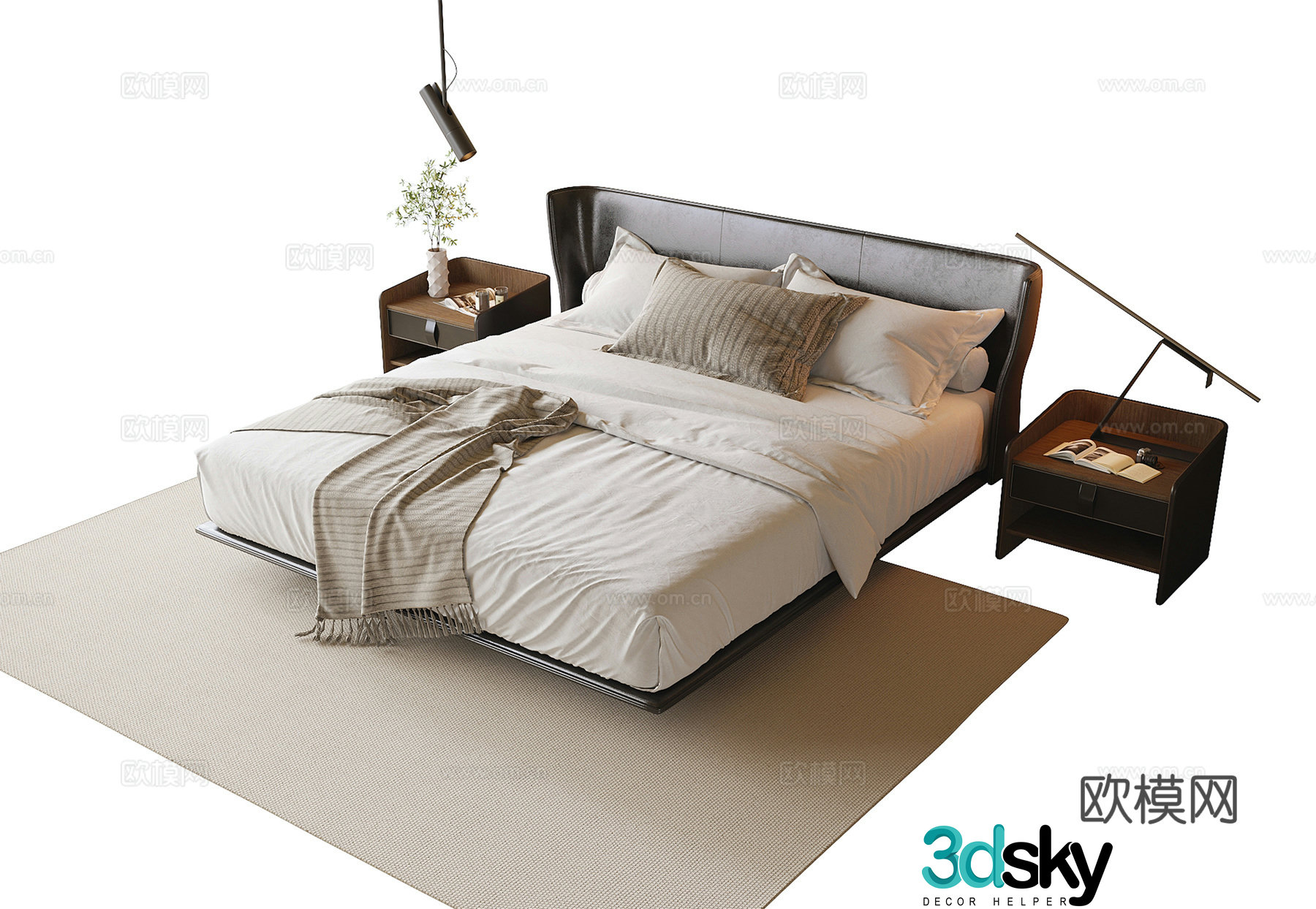 Modern double bed 3d model
