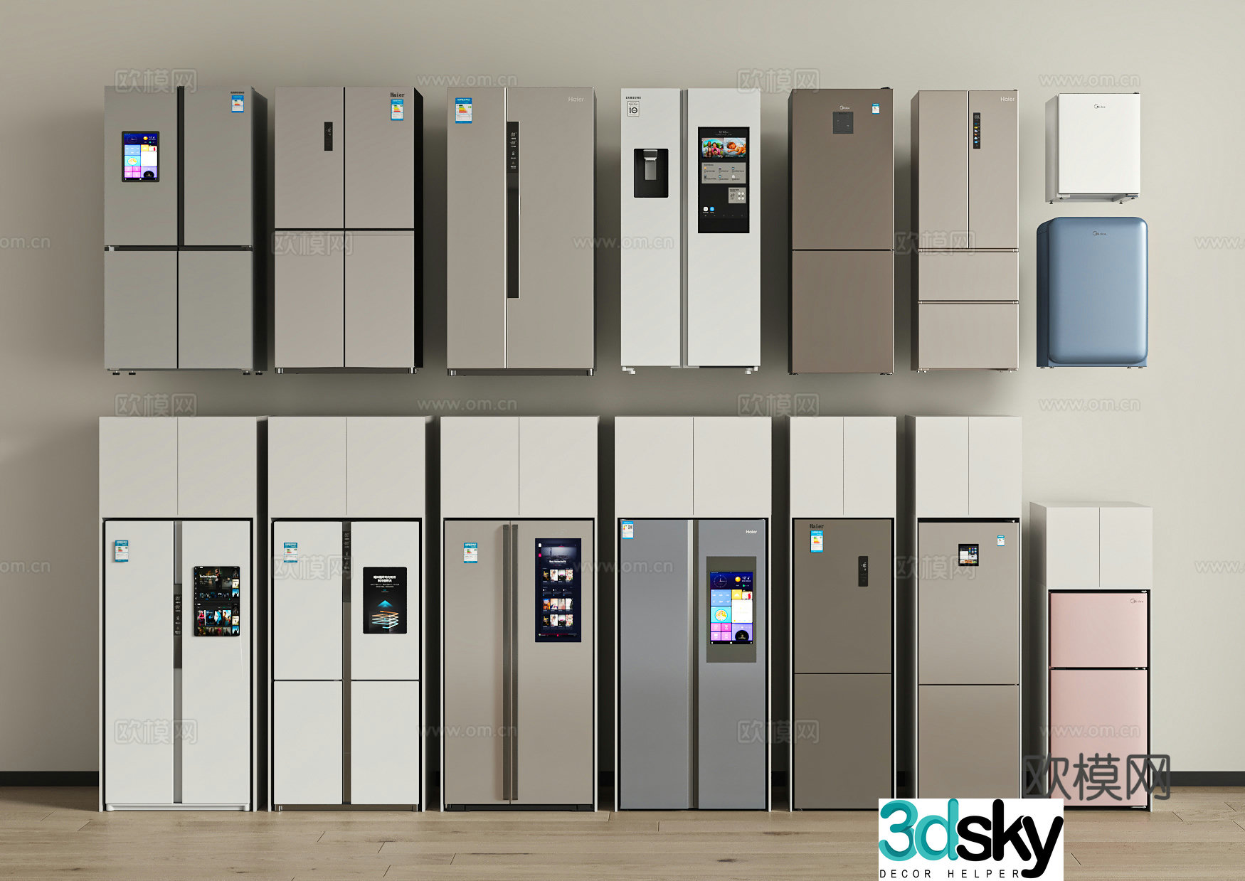 Modern refrigerator freezer 3d model