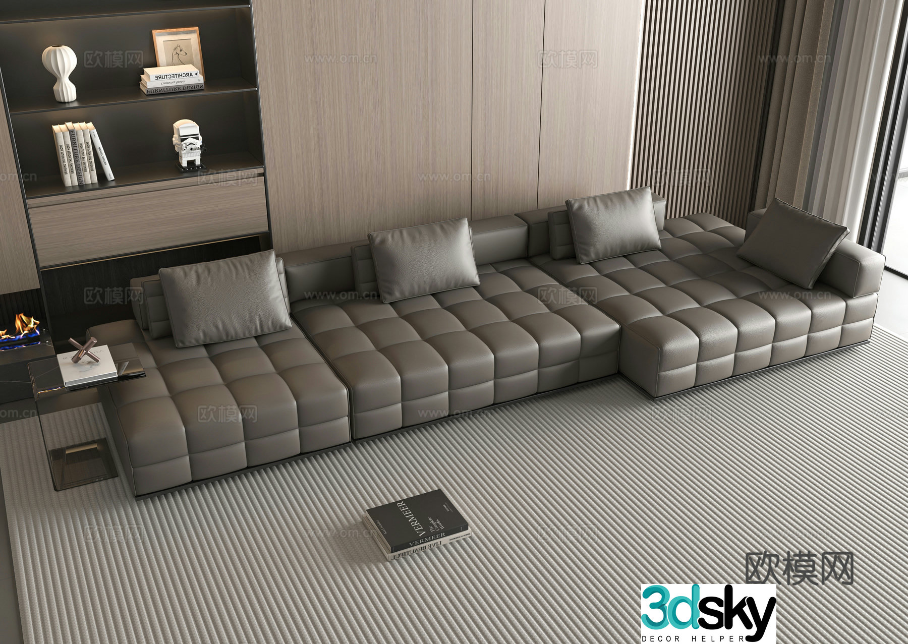 Modern leather sofa corner sofa 3d model