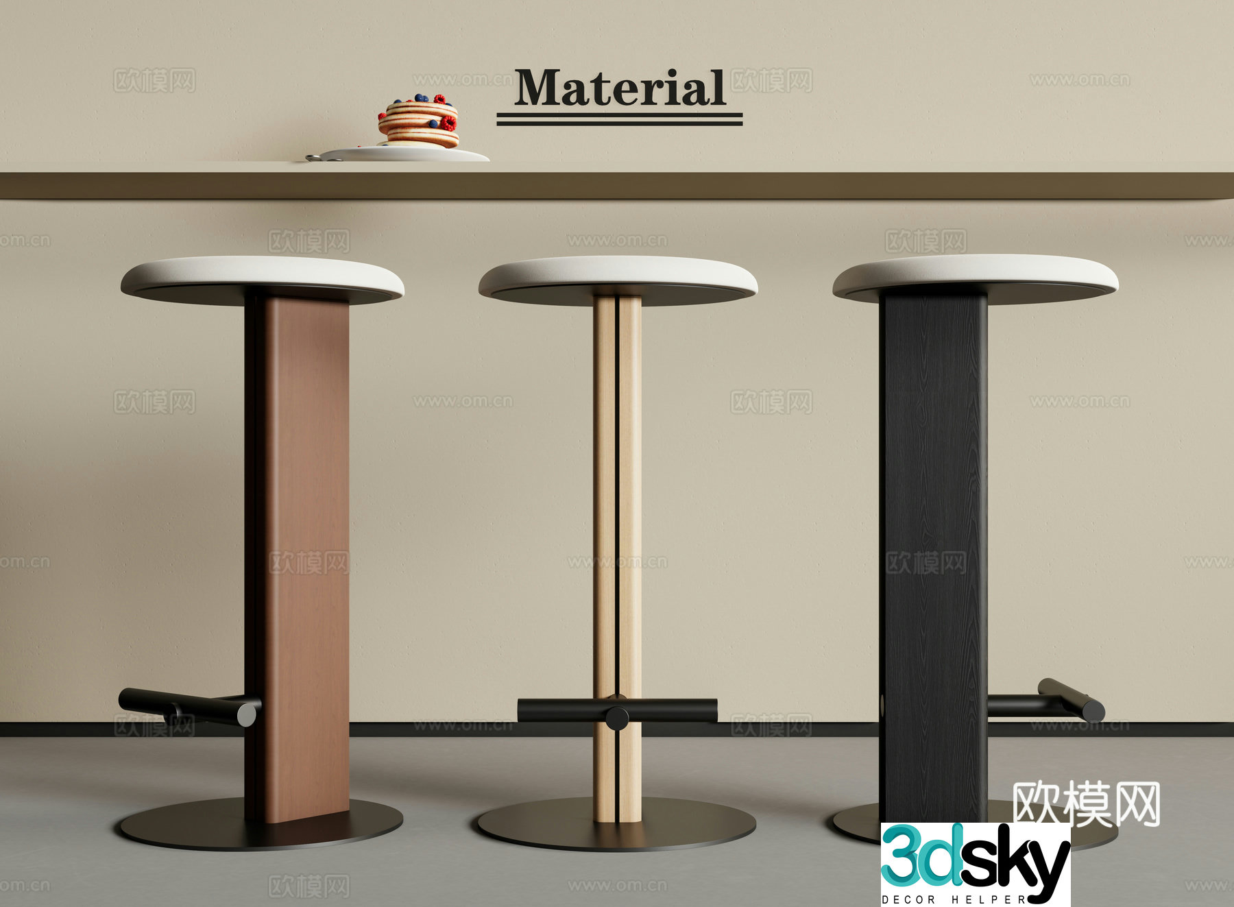 Modern bar stool bar stool high stool 3d model