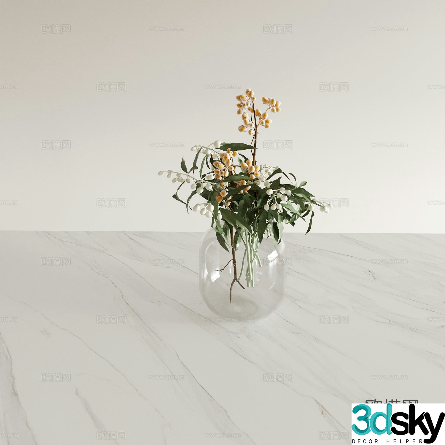 Vase Floral Arrangement Flower Arrangement Green Plant 3d Model