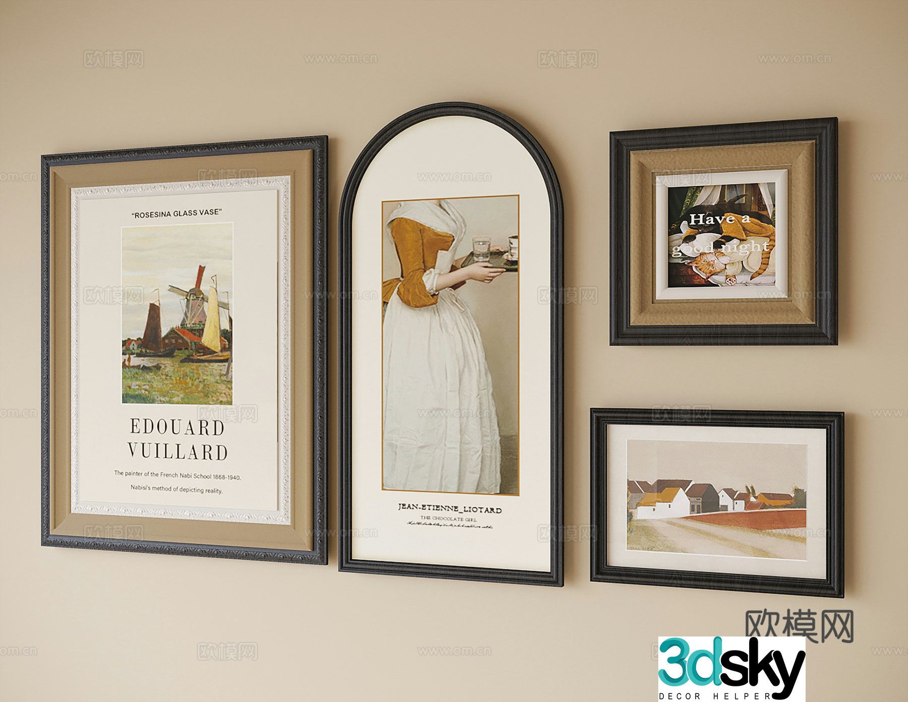 French bedside painting decorative painting 3d model
