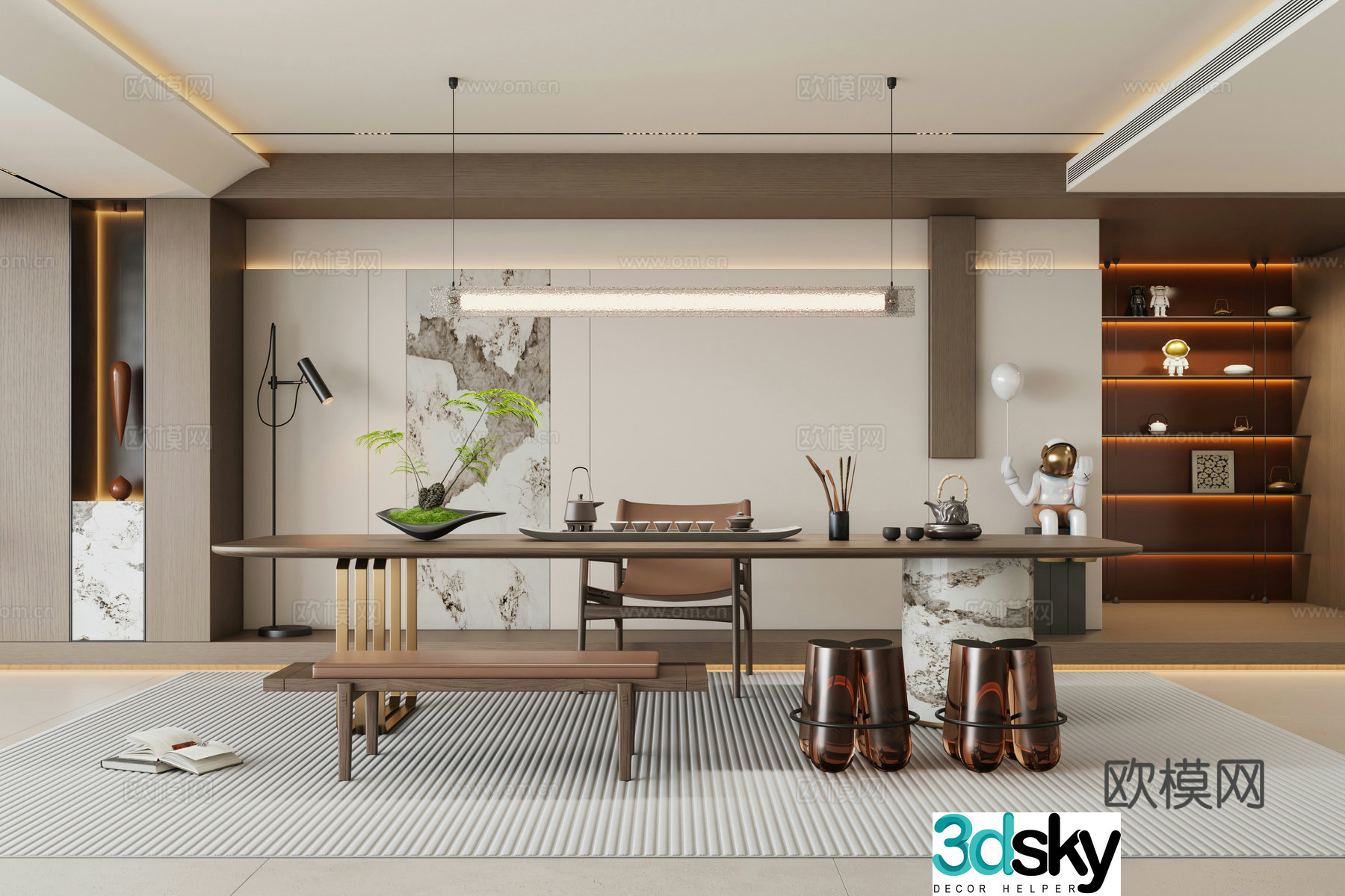 Modern tea room 3d model