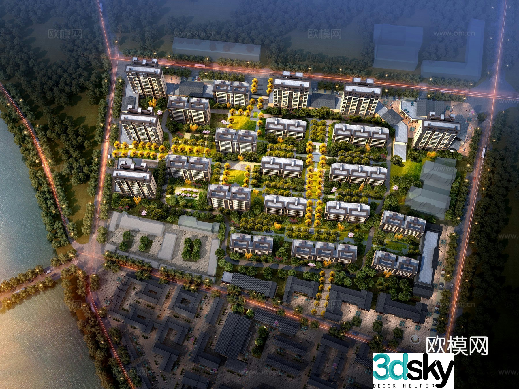 Residential aerial view 3d model