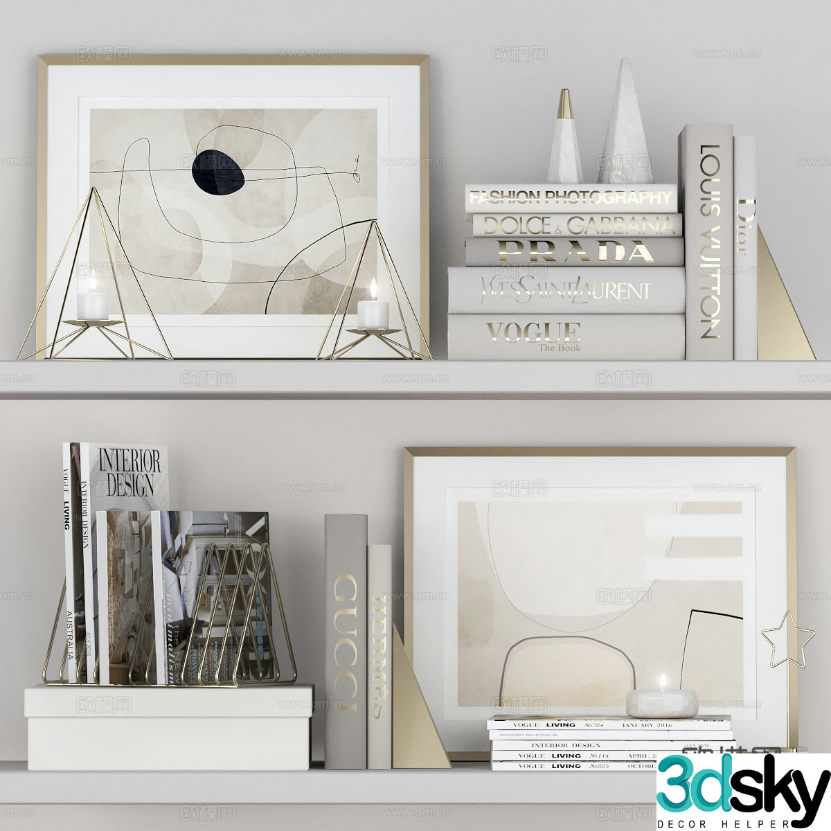 Ornament ornaments Books Photo Frame 3d Model
