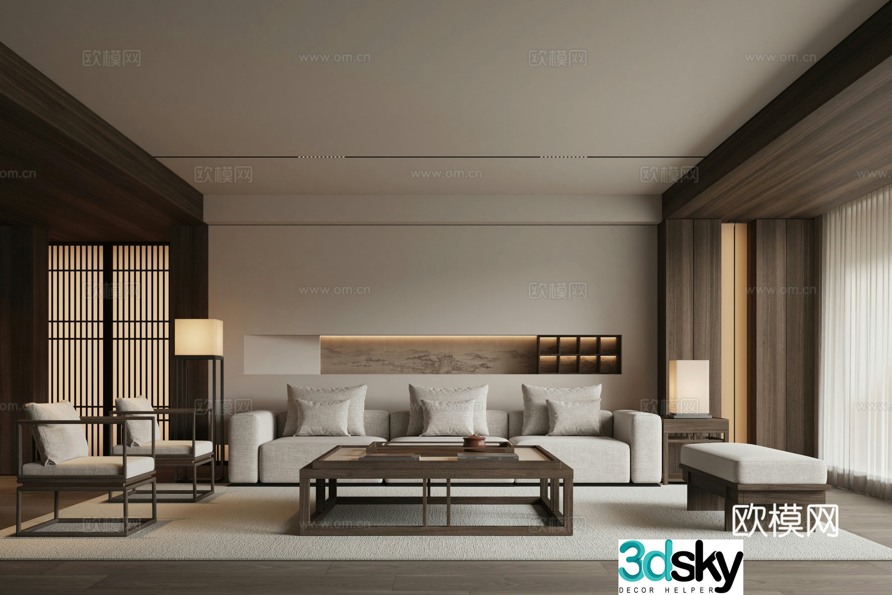 New Chinese style living room 3d model