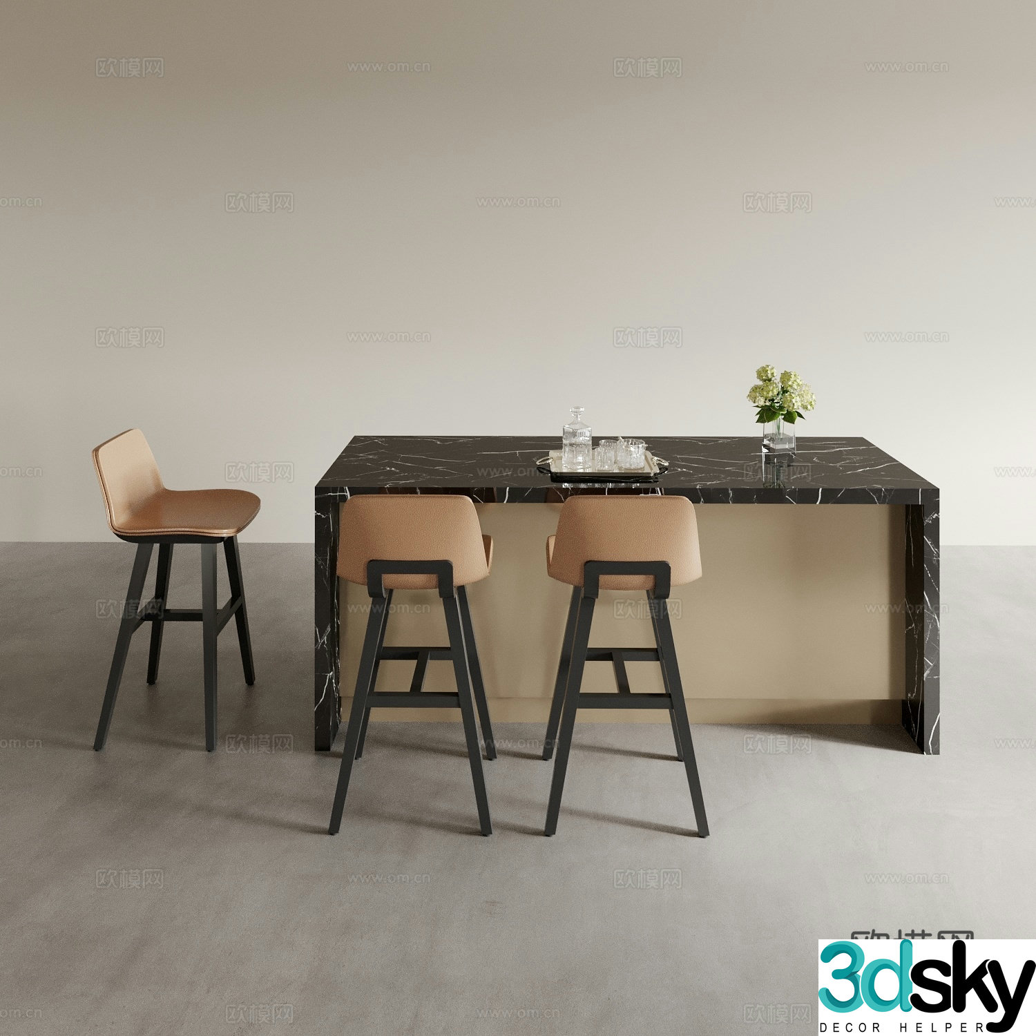 Bar counter island island 3d model